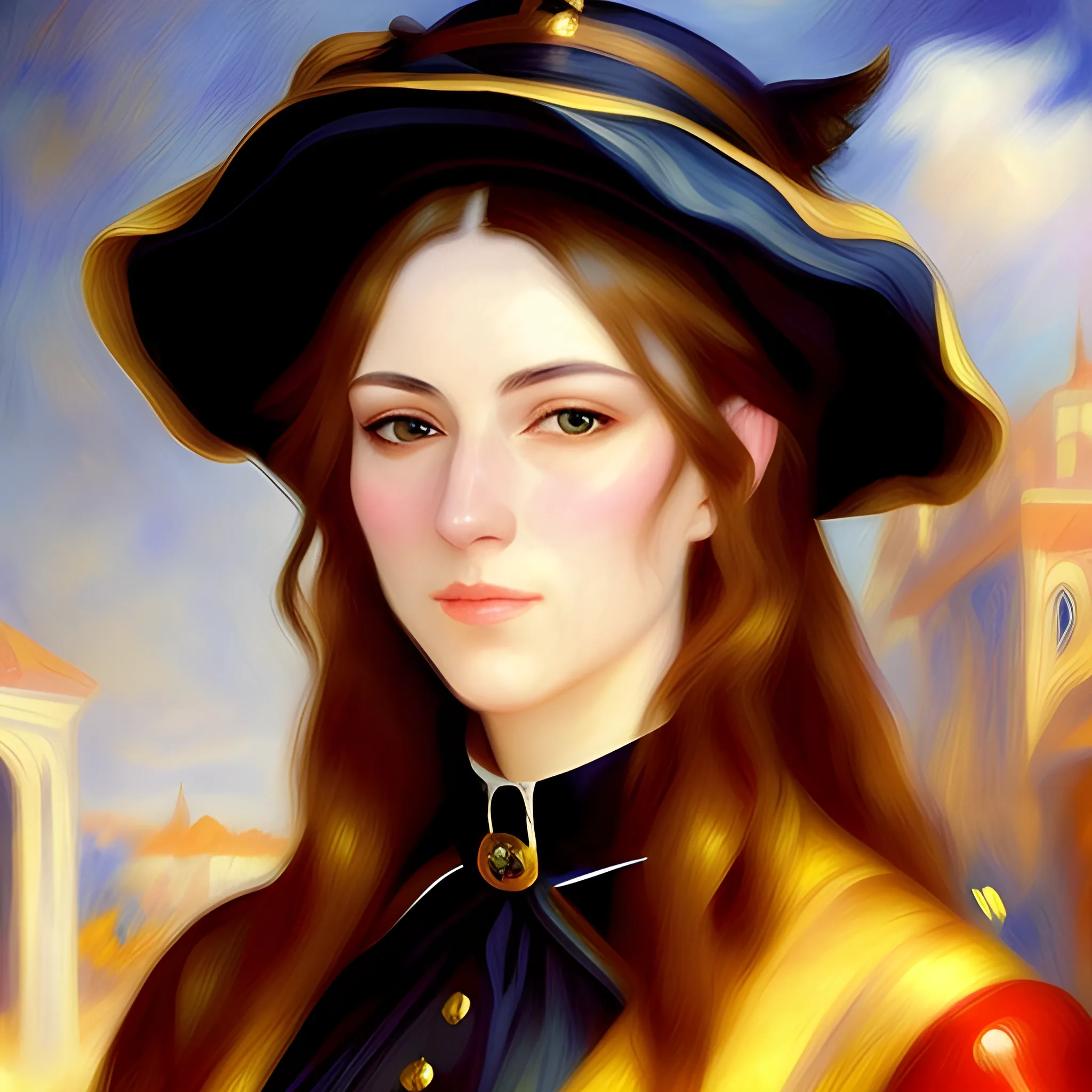 A girl,arknights, Oil Painting,Sargent style, Renoir style,beautiful face