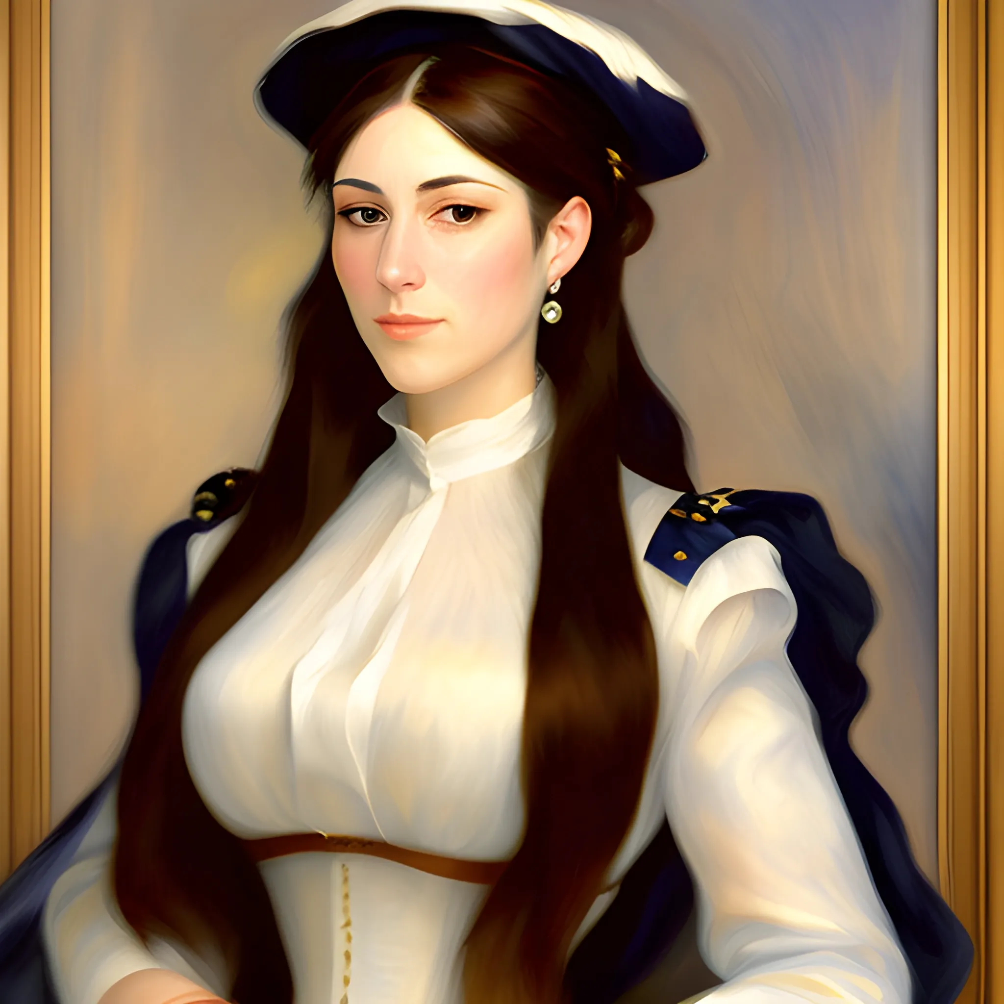 A girl,arknights, Oil Painting,Sargent style, Renoir style,beautiful face,upper body