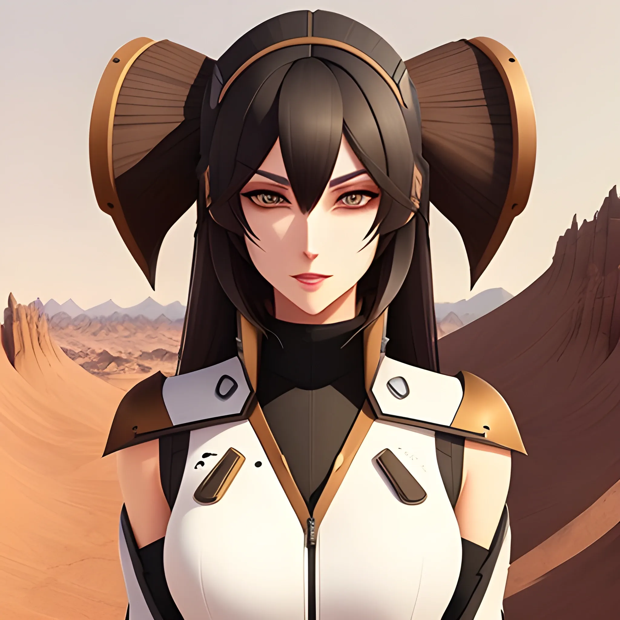 A girl,arknights, beautiful face,the whole body,Desert landscape, Cartoon