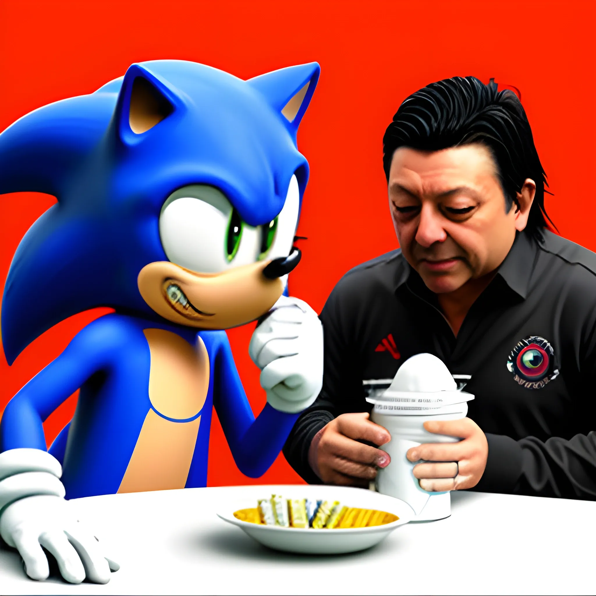 Sonic tomando cocaina con Marcelo Gallardo