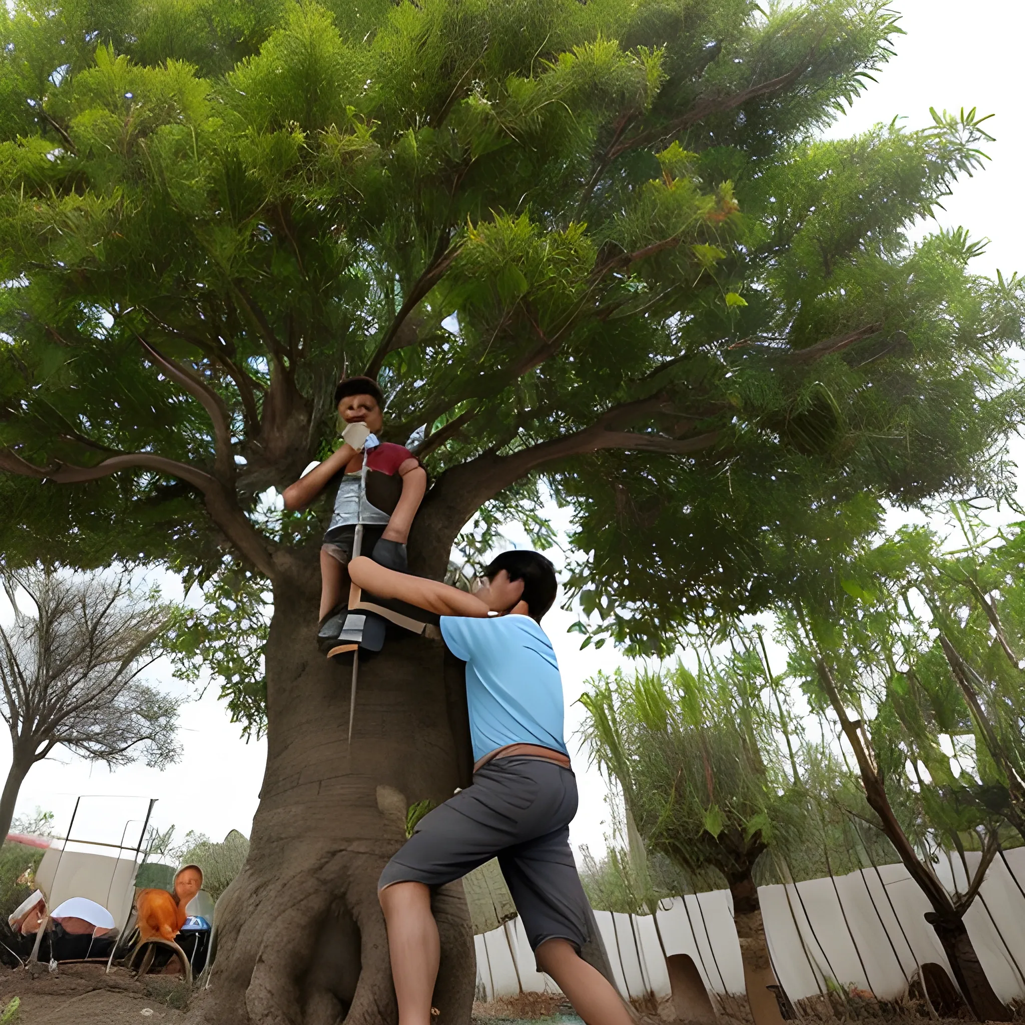 un hombre joven plantando un pequeño árbol
