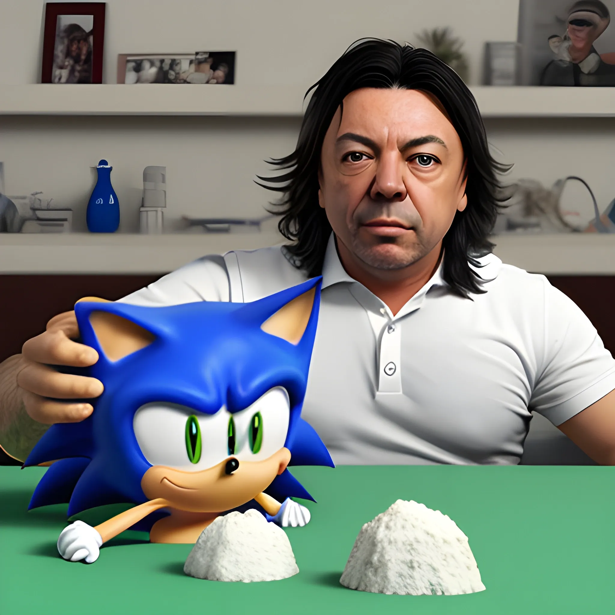 Marcelo gallardo tomando cocaina con Classic Sonic, 3D