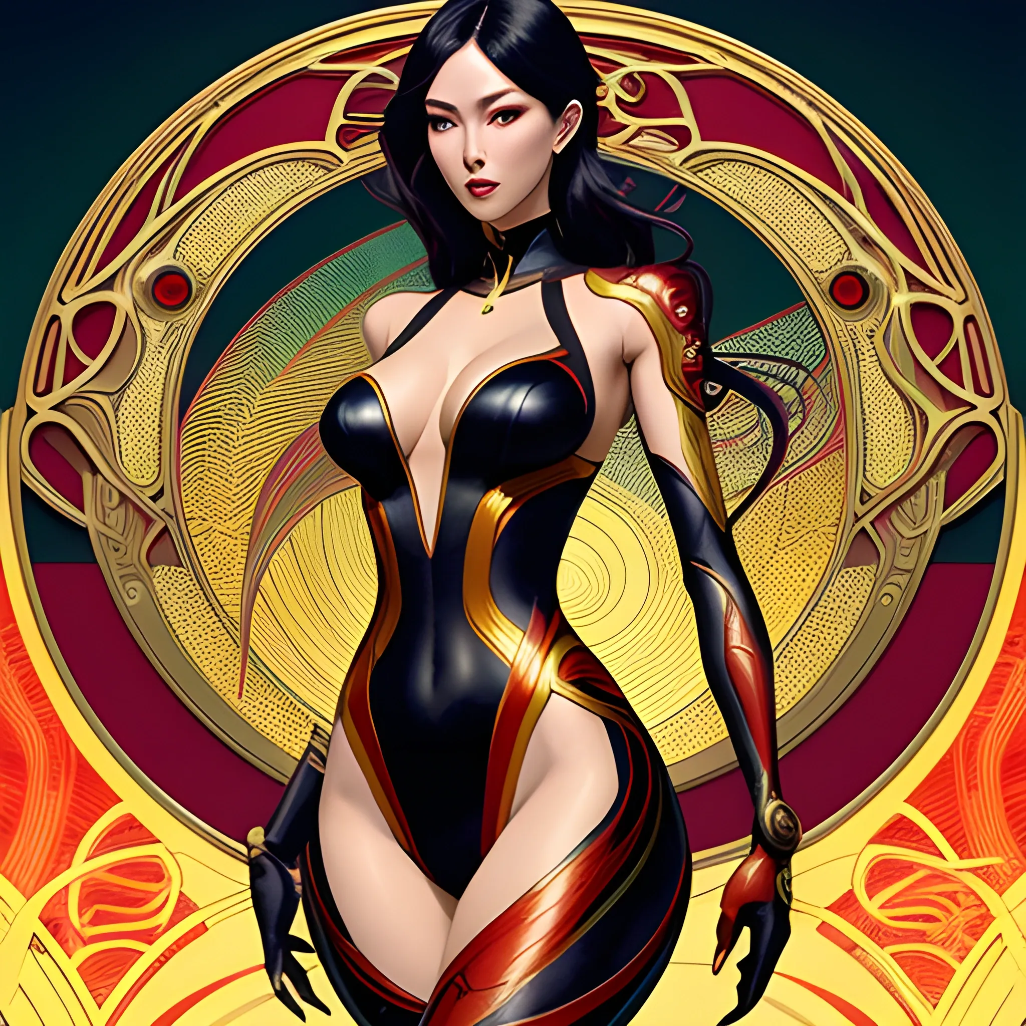 modern style korean sexy girl in lycra costume, Trippy art nouv... -  Arthub.ai