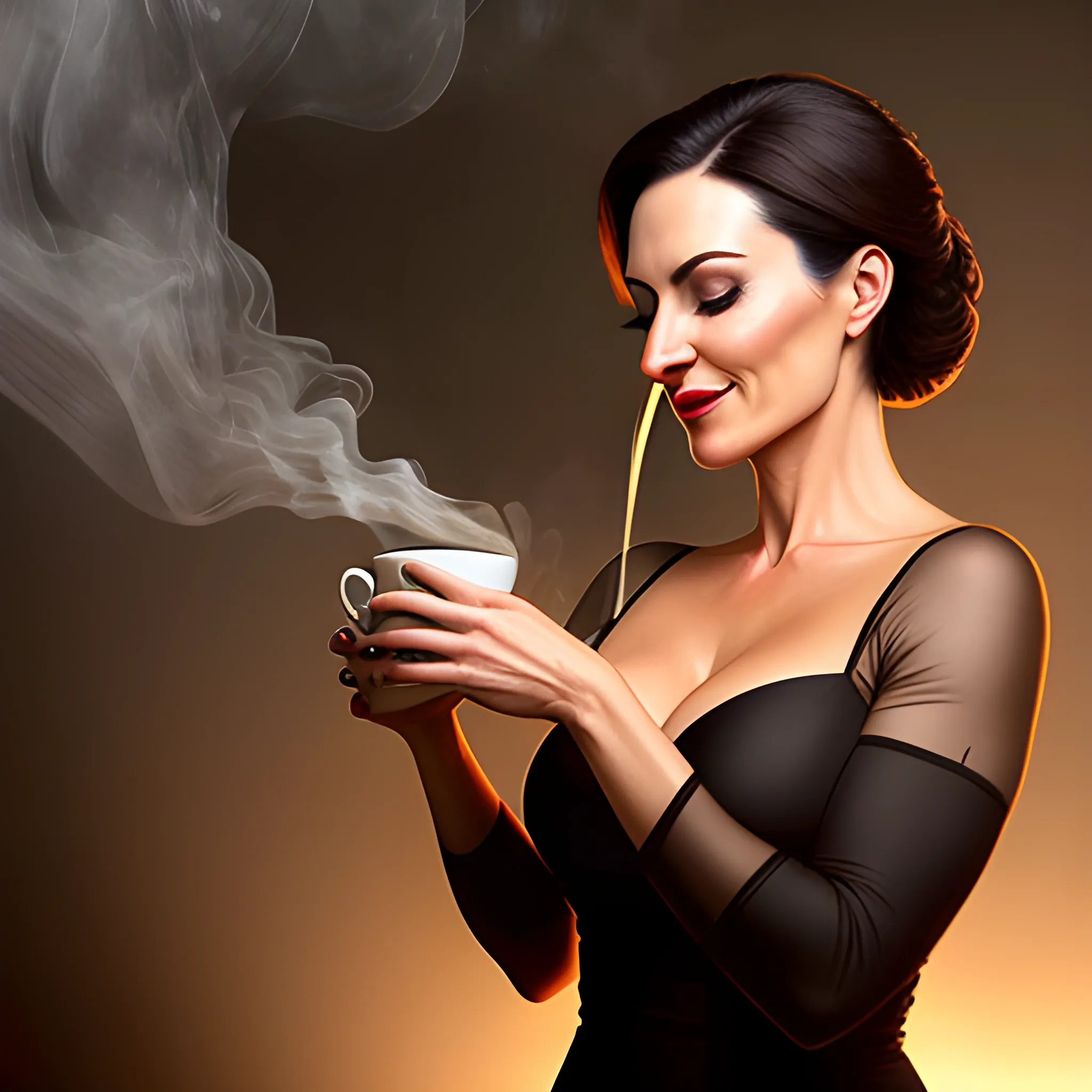 Coffee lover, a girl enchanted by the aroma and warmth of each sip. In the delicate dance of steam and flavor, she finds solace, awakening a passion that fuels her day