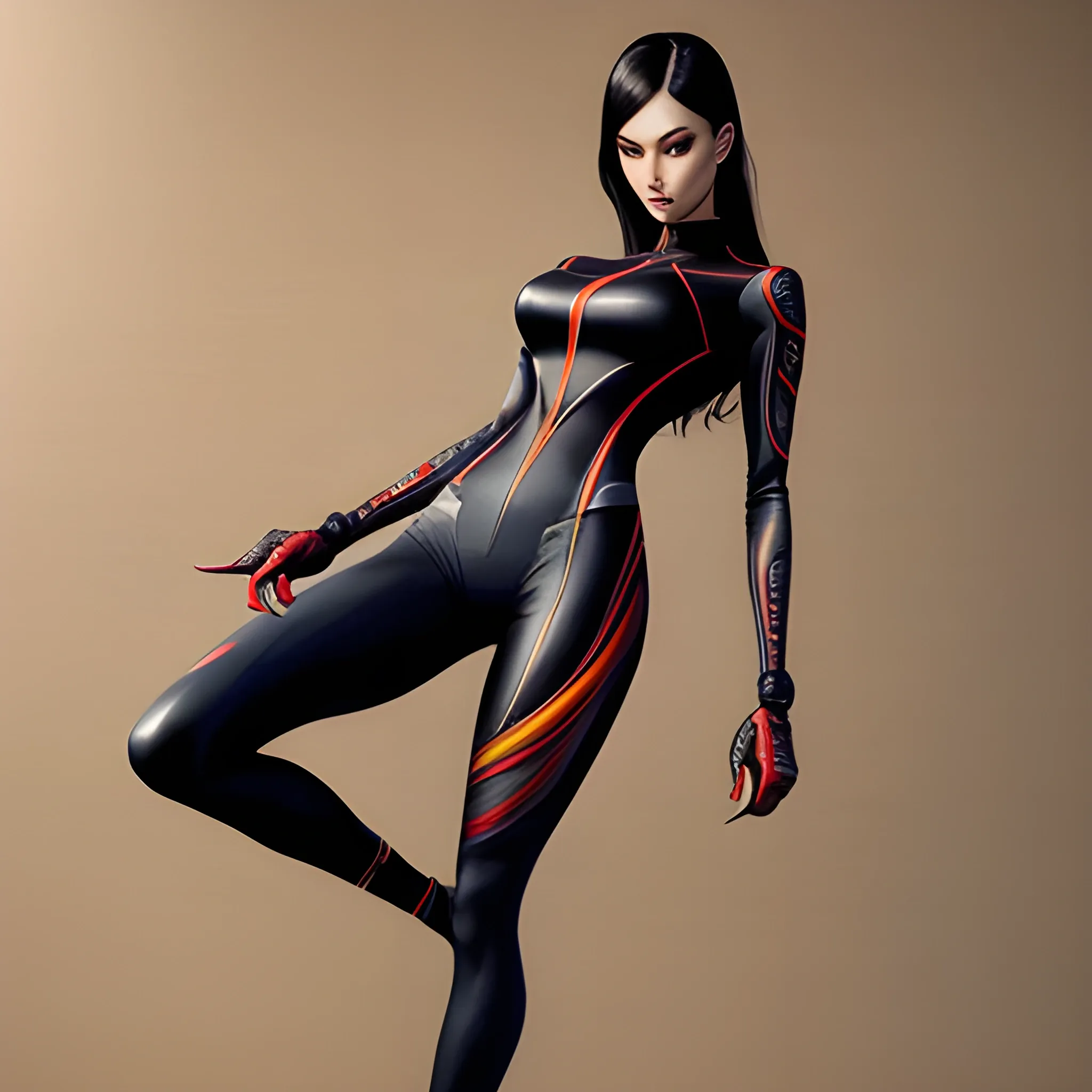 modern style korean fit and sexy girl in lycra costume, Trippy  
