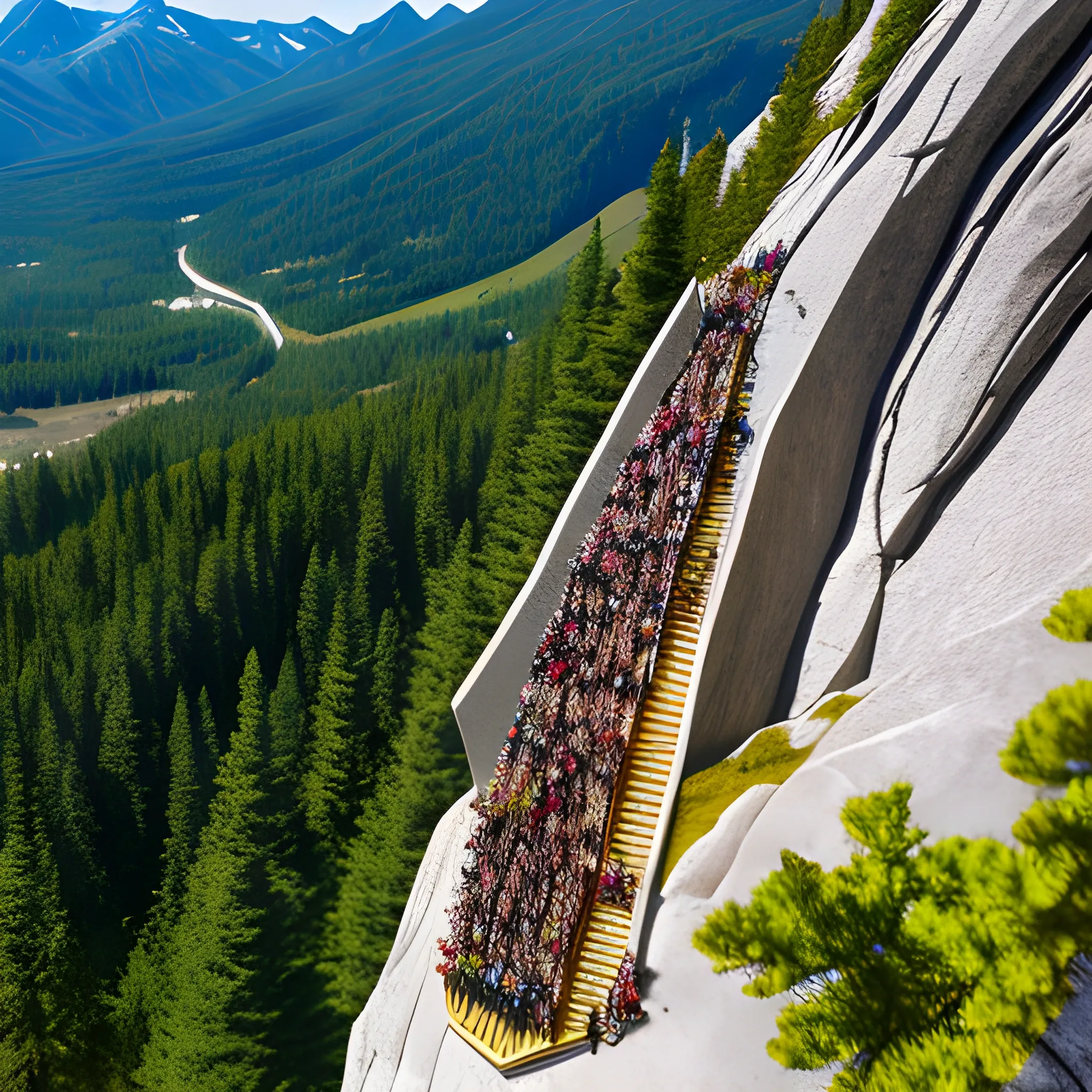 little people climbing a mountain in miniature