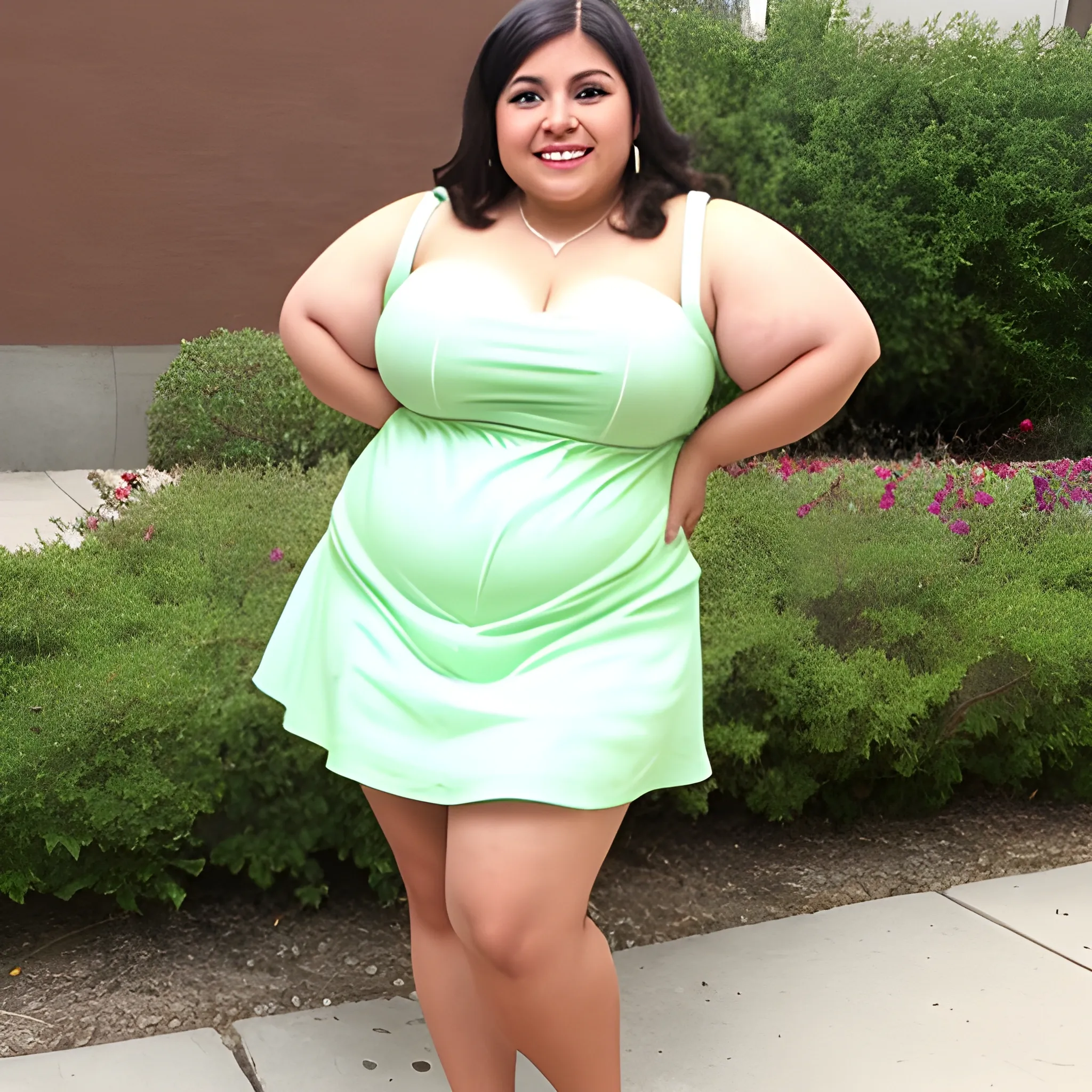 Chubby Latina Smiling Wearing Short Dress Arthub ai