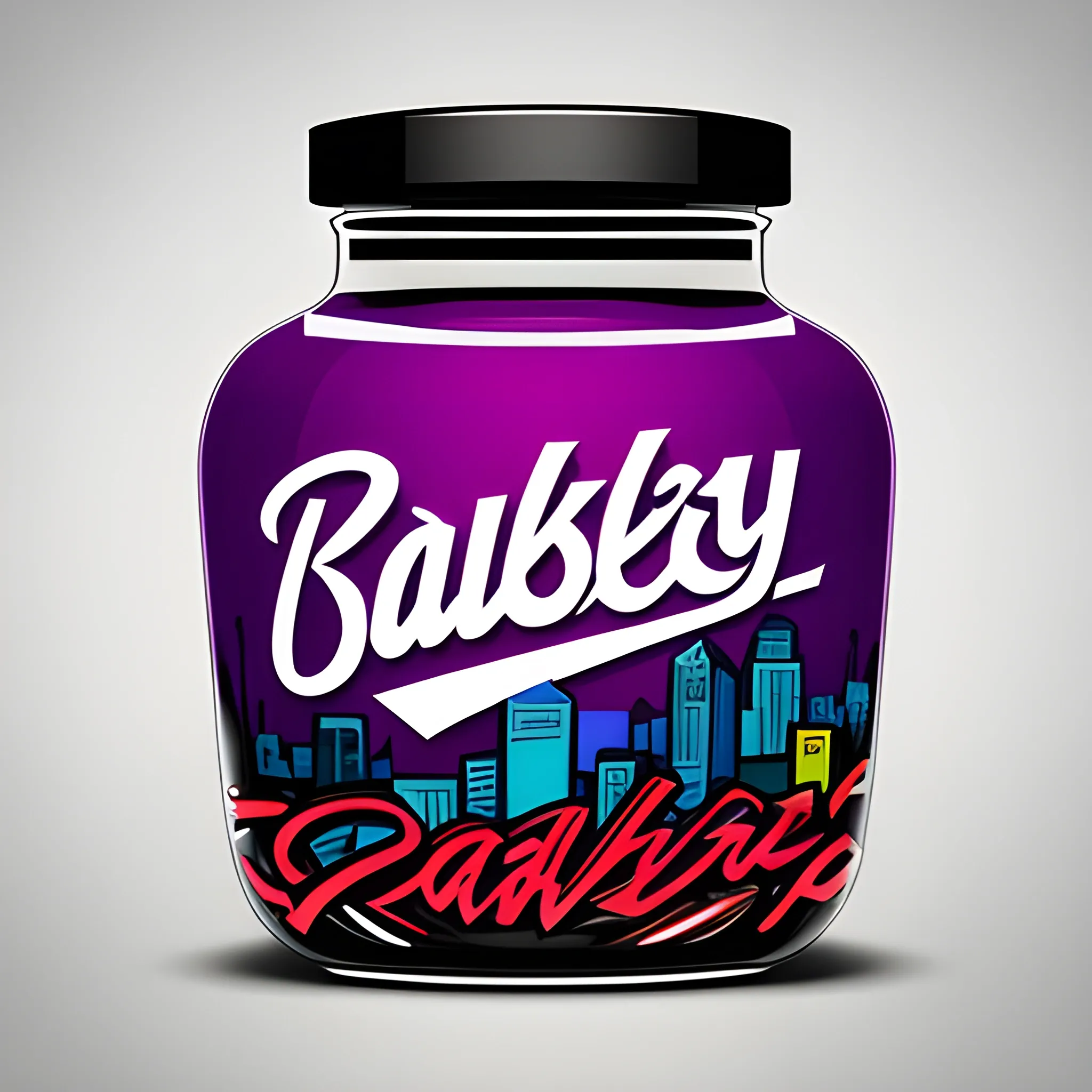 Create a vibrant and edgy label design for 'Cali Berry' Jar, targeting a youthful, urban audience. Incorporate elements that reflect a dynamic cityscape, graffiti-inspired artwork, and a sense of nightlife energy. Utilize bold, modern fonts and vivid color schemes to evoke a sense of excitement and style. Emphasize the rebellious and adventurous spirit of the brand, while maintaining a clean and eye-catching layout. Remember to incorporate the 'GEMZ' logo prominently. Get creative with the composition to make it stand out on the shelf and appeal to the young, trendsetting demographic
