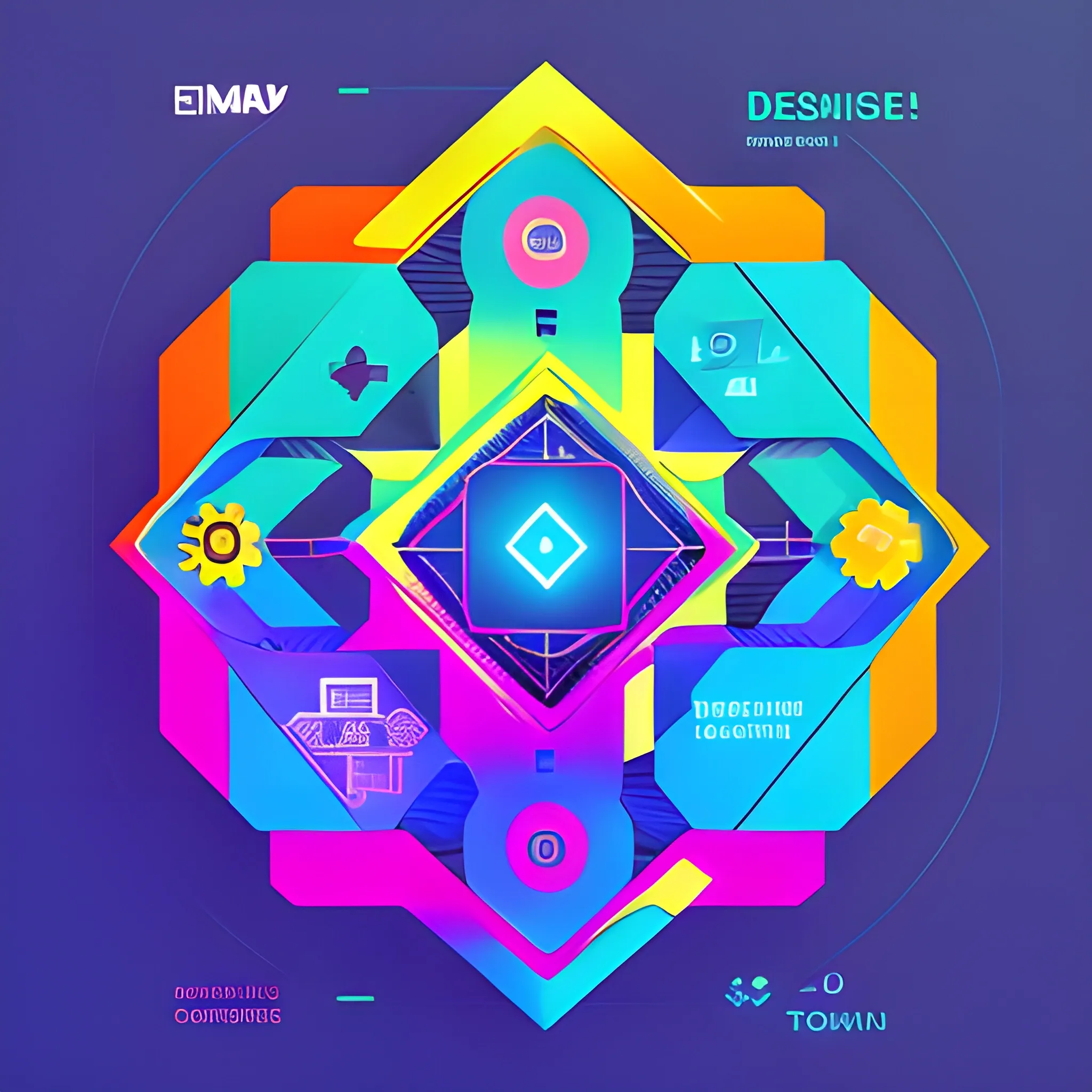 Generate a corporative, future, colorful, modern image, trippy, related to digital products, do not use machines or txt and use really environment, with this concept: “Design systems+AI: What's Next?"