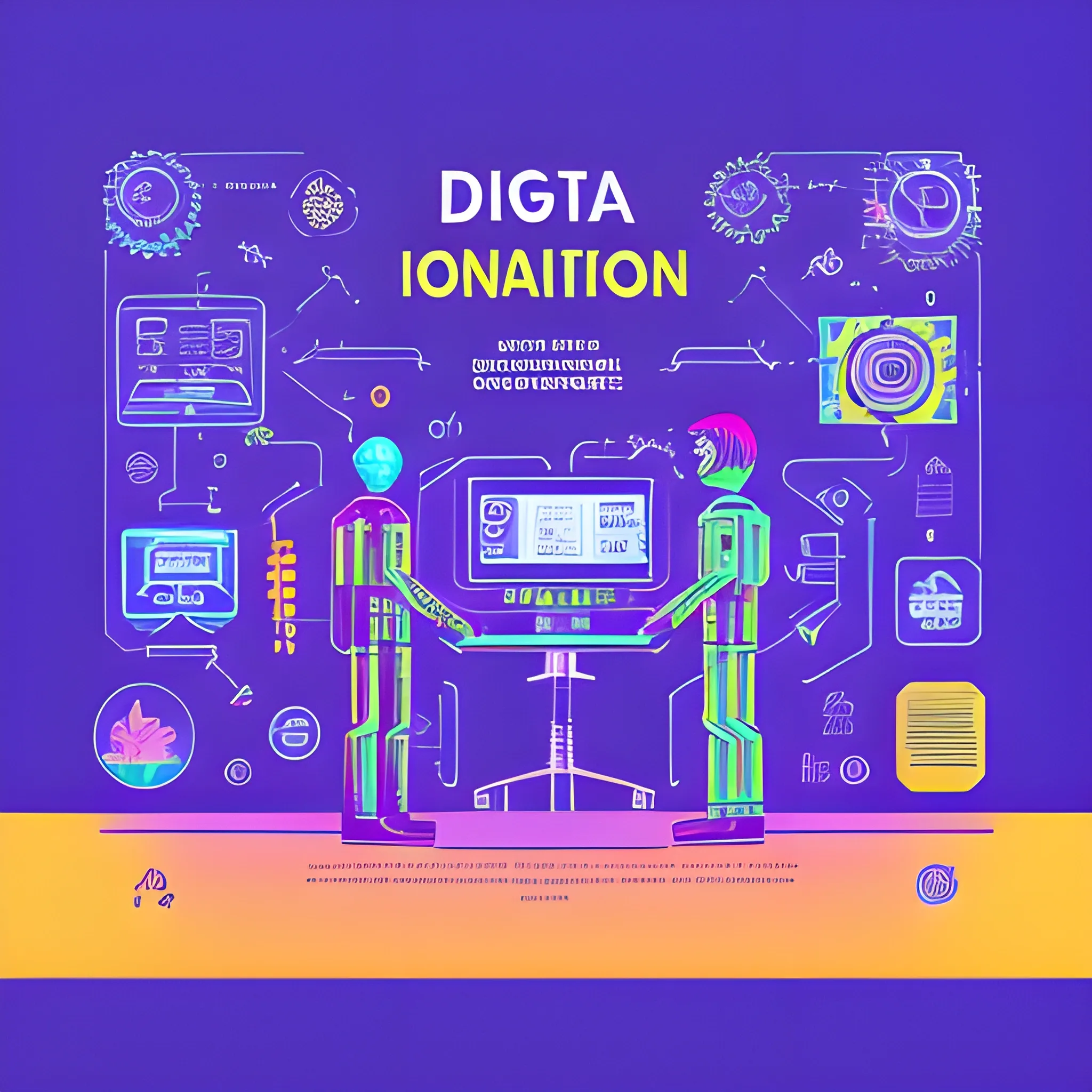 Generate a corporative, future, colorful, modern image, trippy, related to digital products, do not use machines or txt and use really environment, with this concept: “Design System and human interaction”