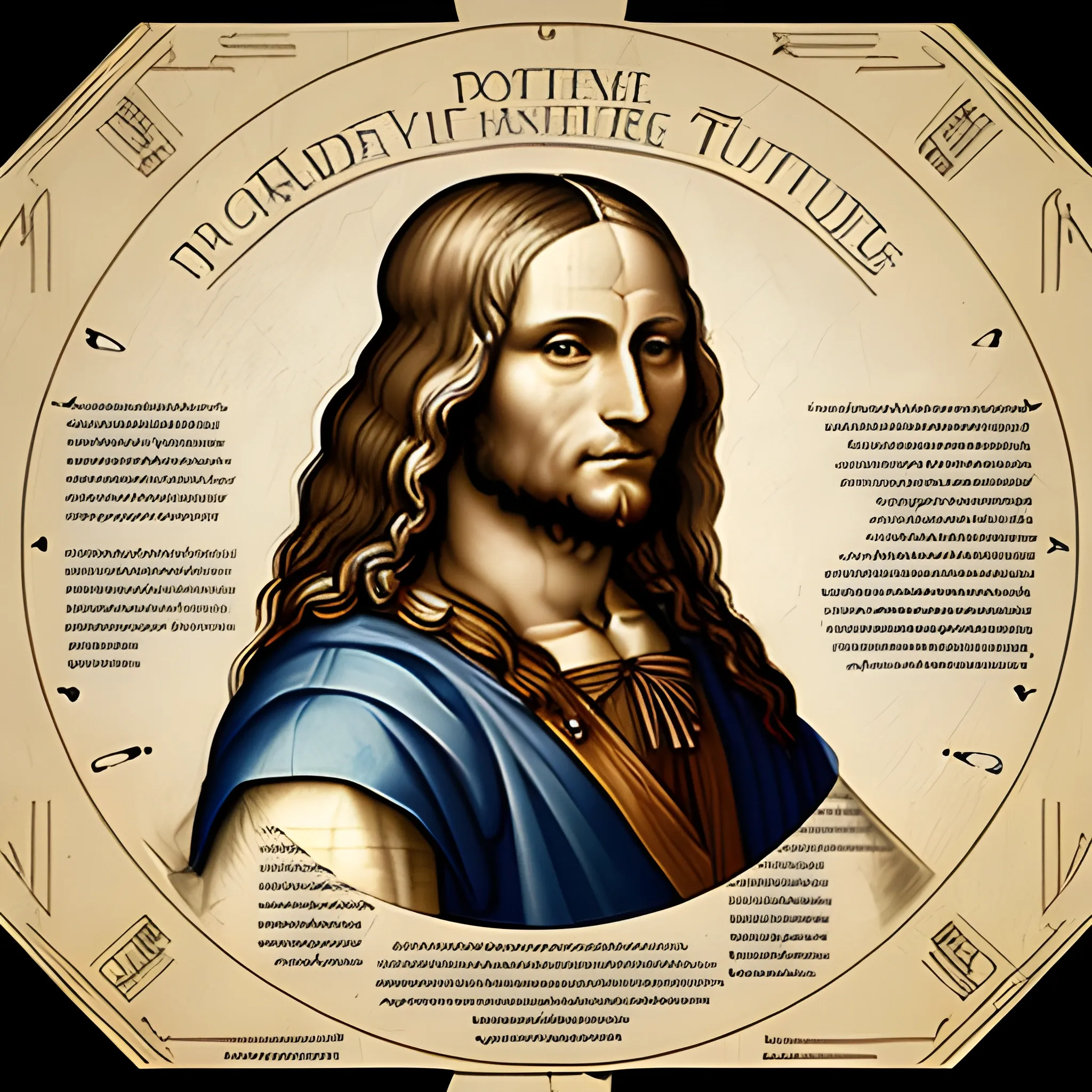 Generate a corporative, future, colorful, modern image, creative, related to digital products, use Leonardo da Vinci's drawing style, do not use machines or txt and use really environment, with this concept: “Polymath thinkers of the future, Leonardo da Vinci in our times”.