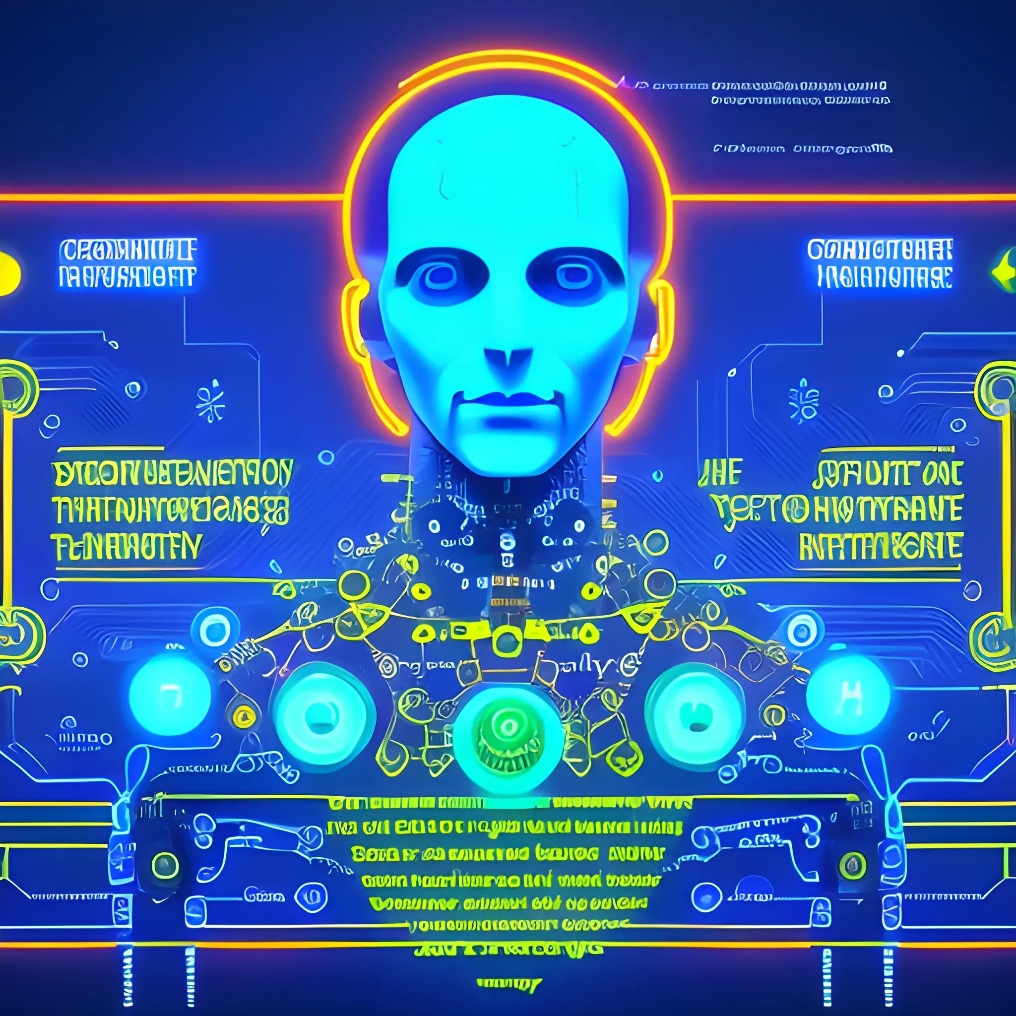 “Generate a corporative, future, colorful, modern image, trippy, related to digital products, do not use machines or txt and use really environment, with this concept: “Ai, ethics and the history of technology with the human representación”., Trippy