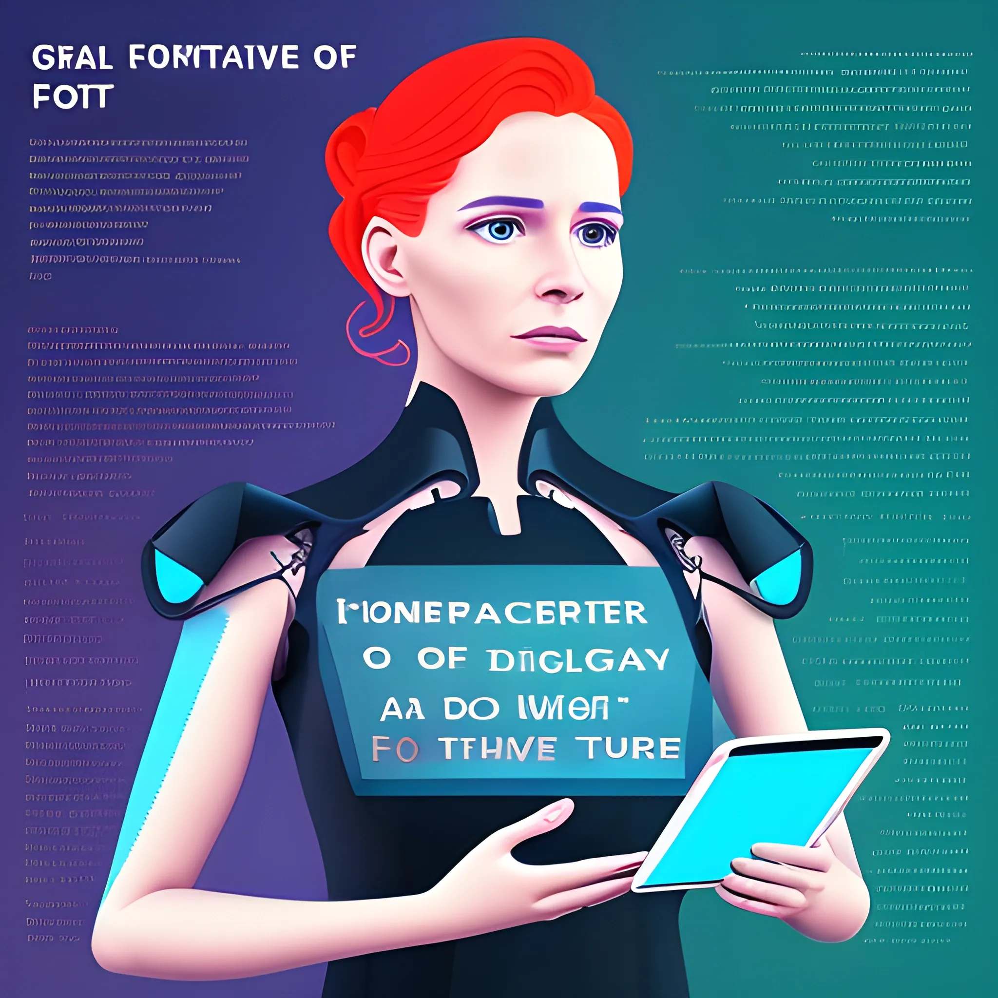 Generate a corporative, EMPATHY, EMOCIONAL, future, colorful, modern image, related to digital products, do not use machines DO NOT USE TEXT , with this concept: “THE WOMAN TEACHER OF the future”, 