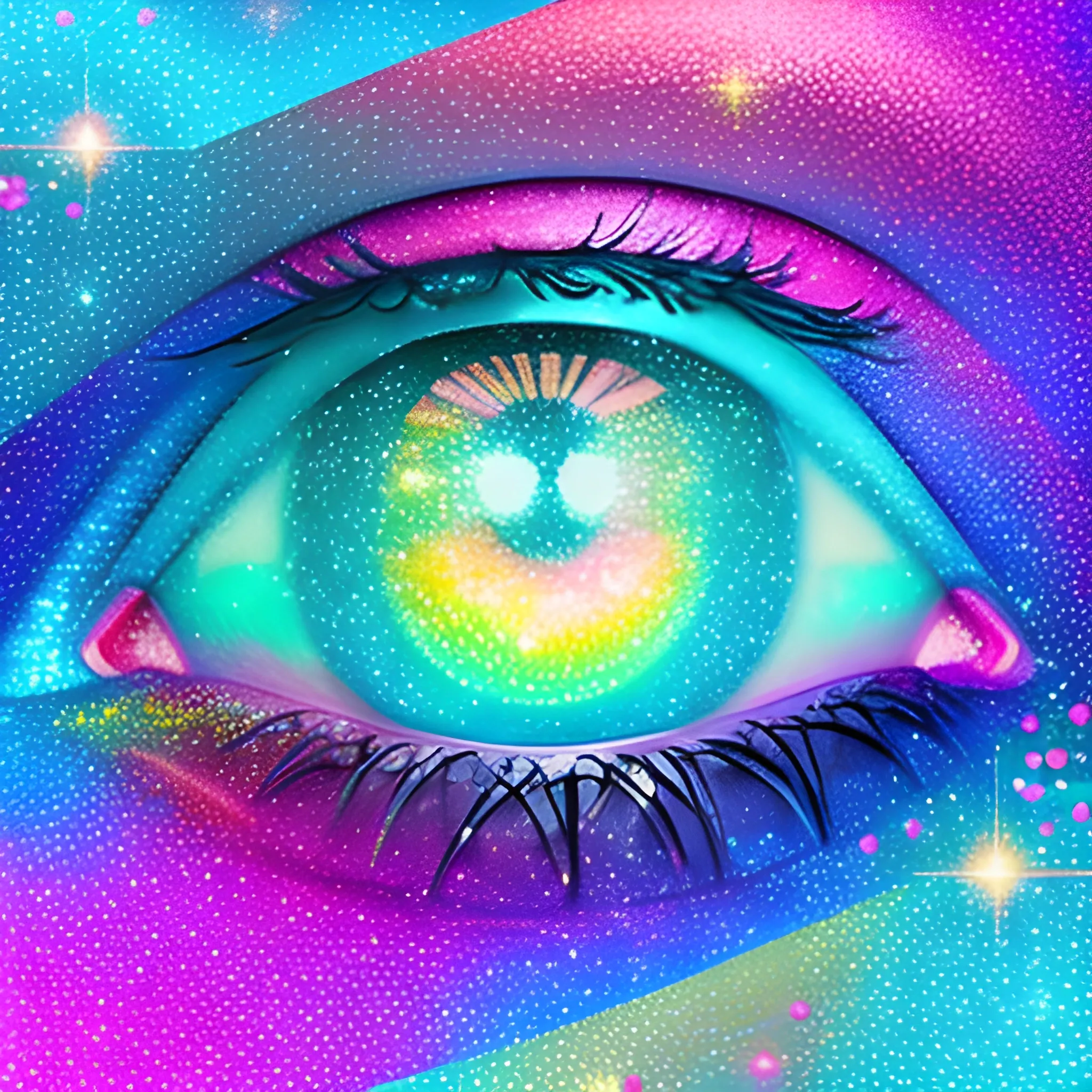 “Colorful image, creativity, technology, corporative, eyes, glitter, sparks, soft colors, futuristic, pastel colors, related to digital products, futuristic, Claude monet style, girly, artistic, do not use text or machines, modern image with the concept: “enhancing your skills with AI”, 3D