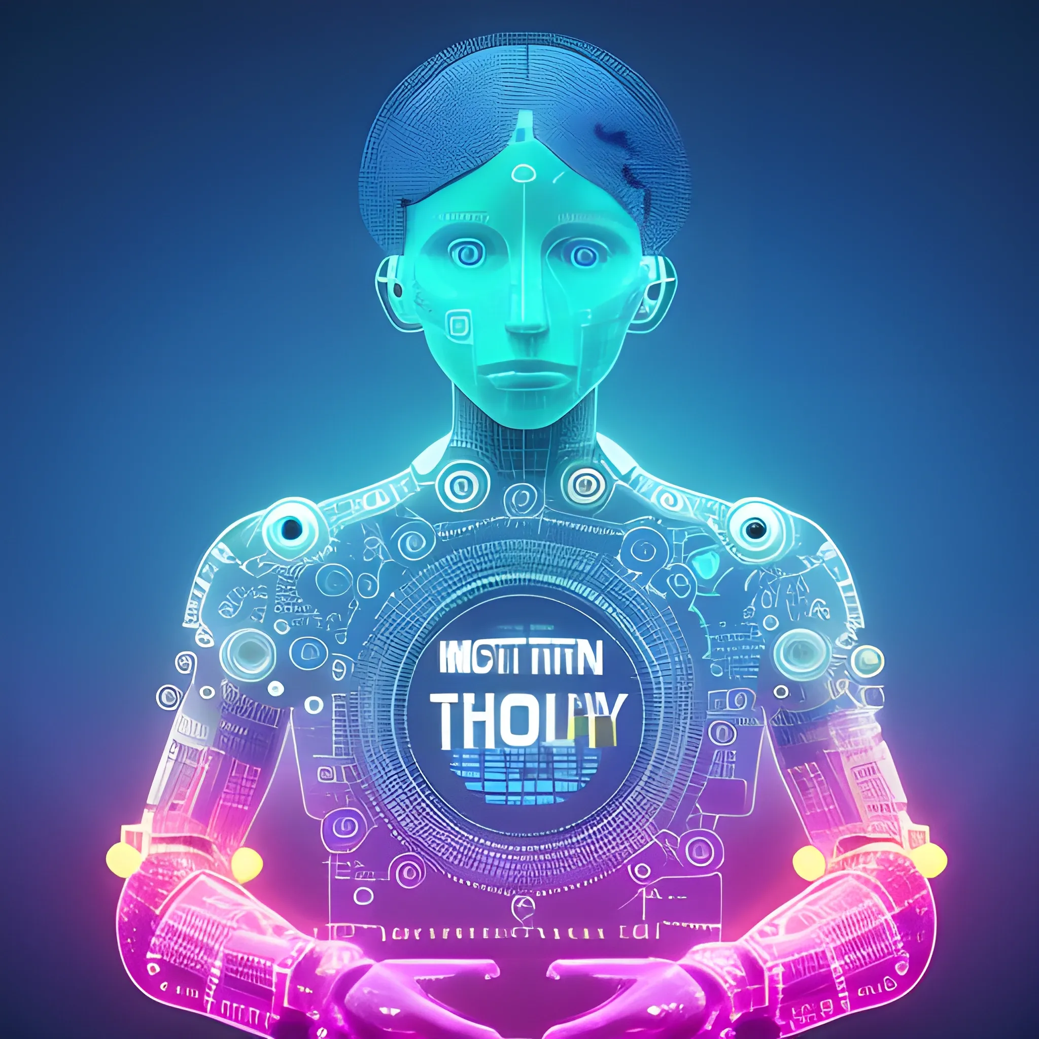 generate a corporative, future, colorful, modern image with this concept: Maintaining human agency in the age of AI
, Trippy, related to digital products. do not use machines. Use really envirment. Do not use text