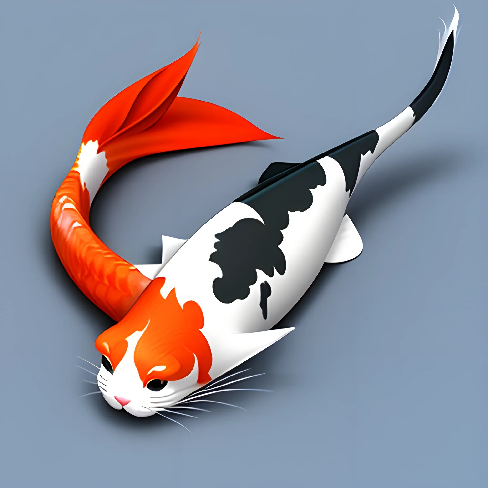 cat koi, Cartoon, 3D