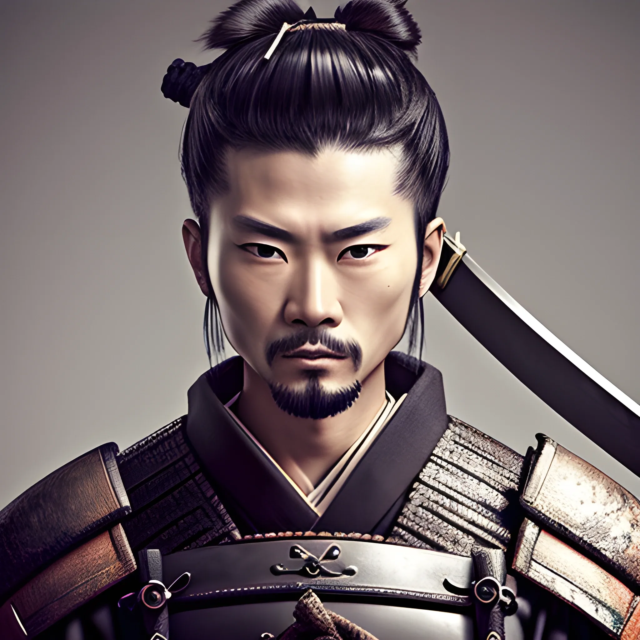 samurai male,hair up ,sword , 