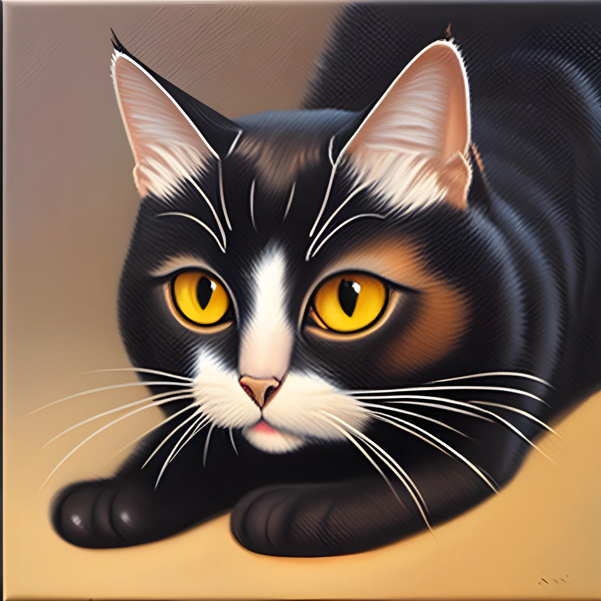 cat, Oil Painting, 3D