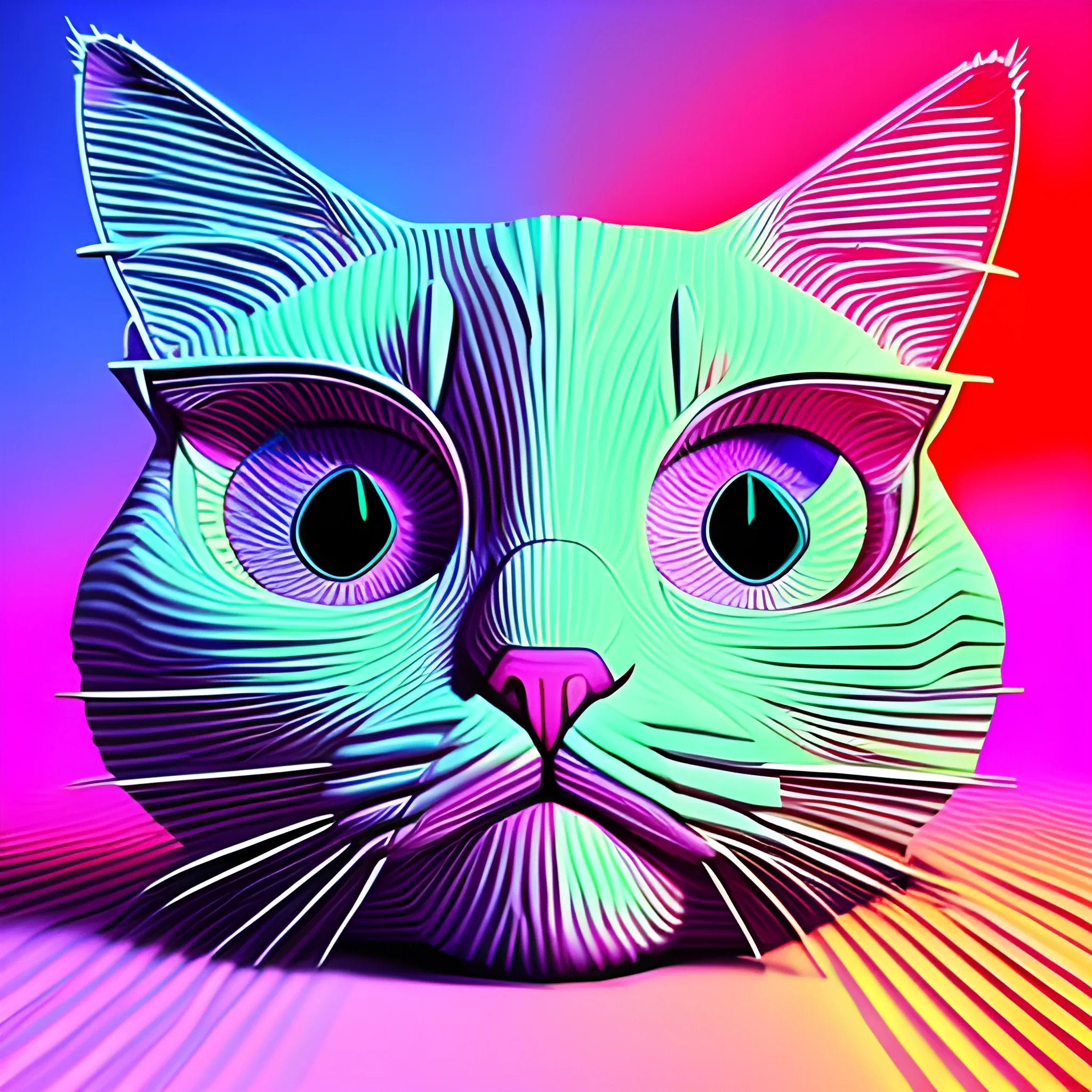 cat, Trippy, 3D