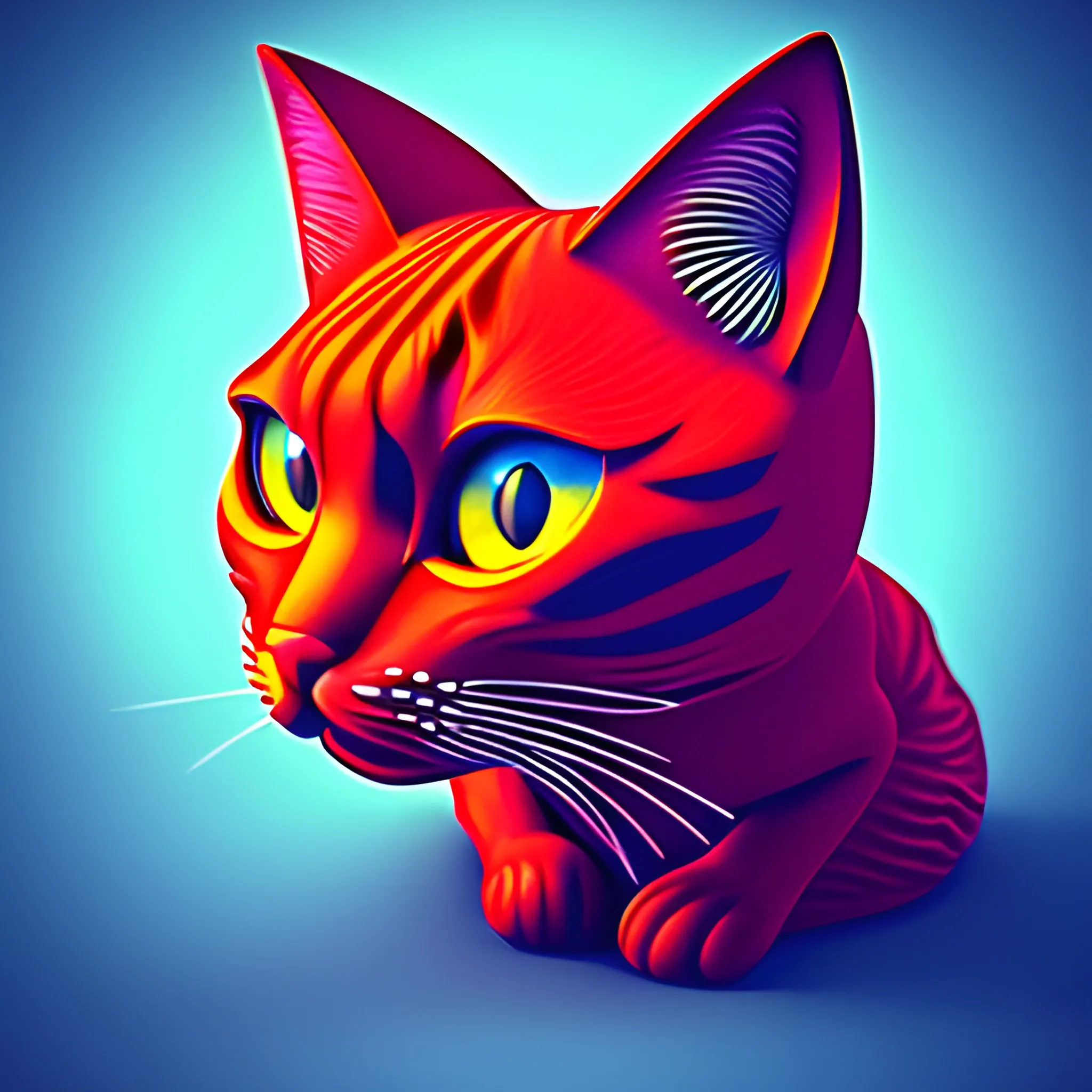 red cat, Trippy, 3D
