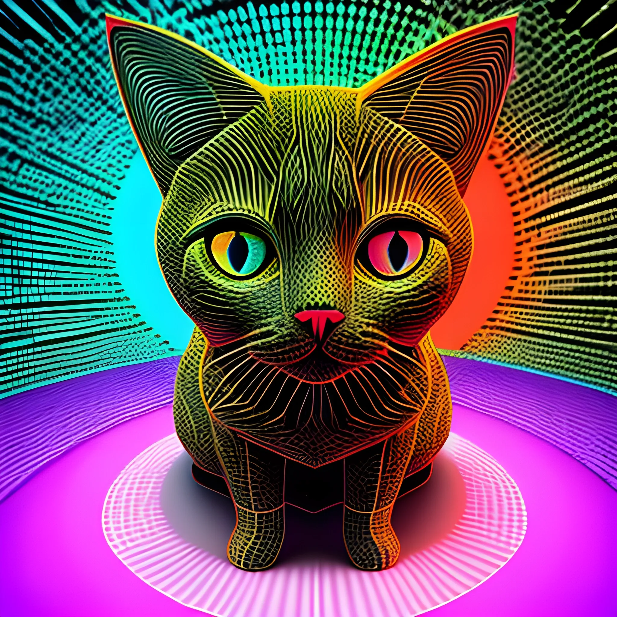 cat, Trippy, 3D