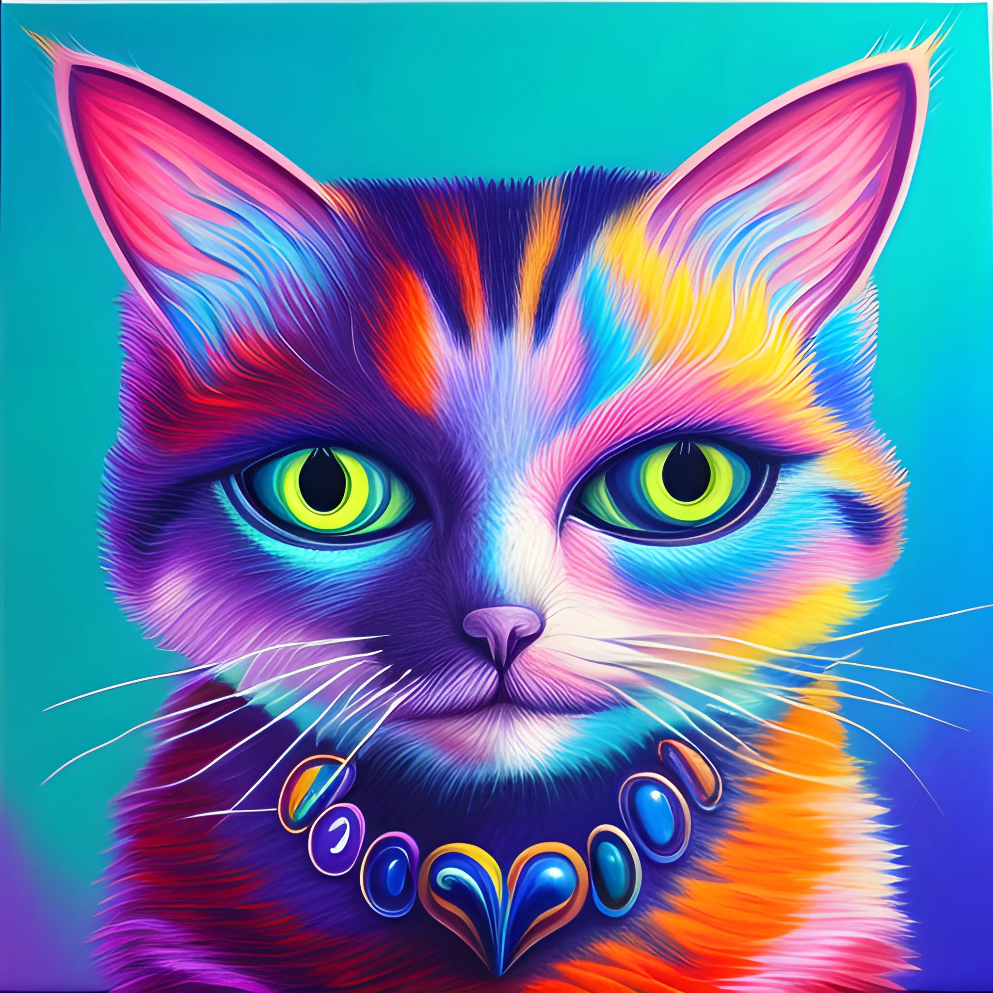 cat, Trippy, 3D, Oil Painting