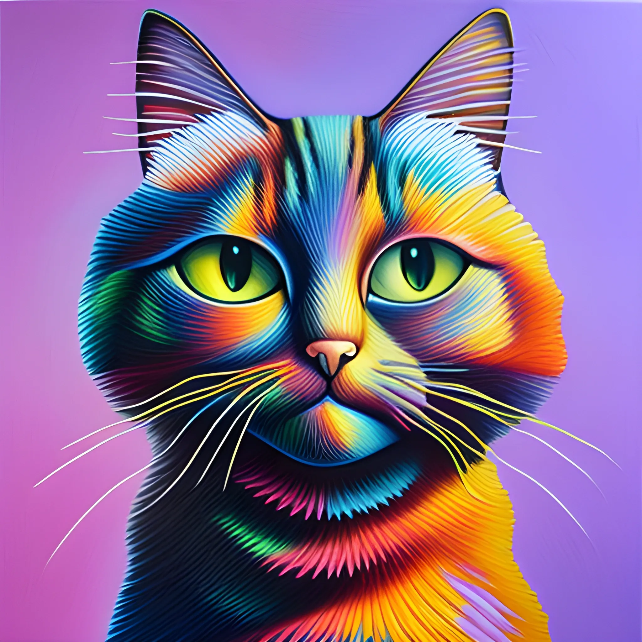 cat, Trippy, 3D, Oil Painting