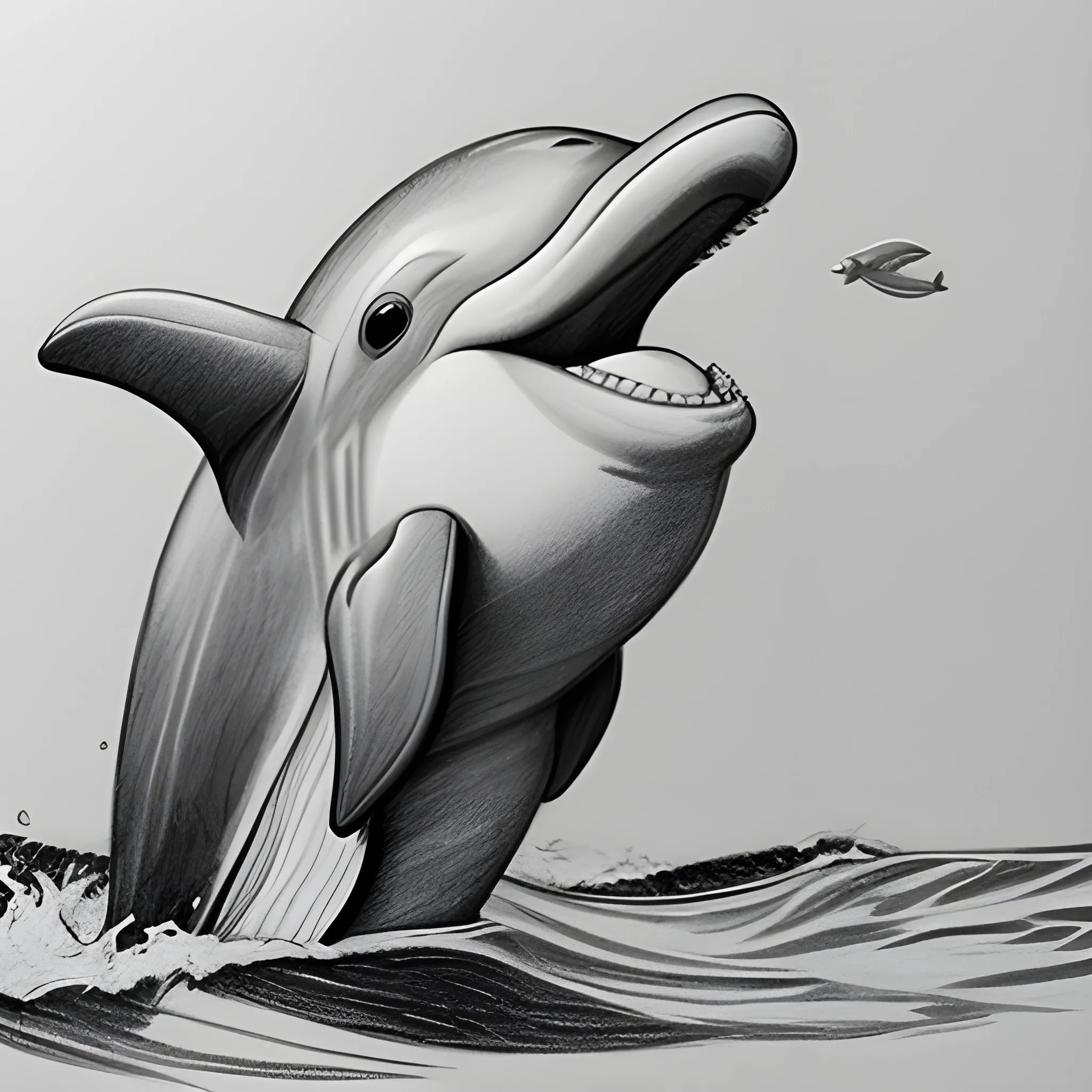 Bottlenose dolphin illustration, drawing, engraving, ink, line art, vector  Stock Vector | Adobe Stock