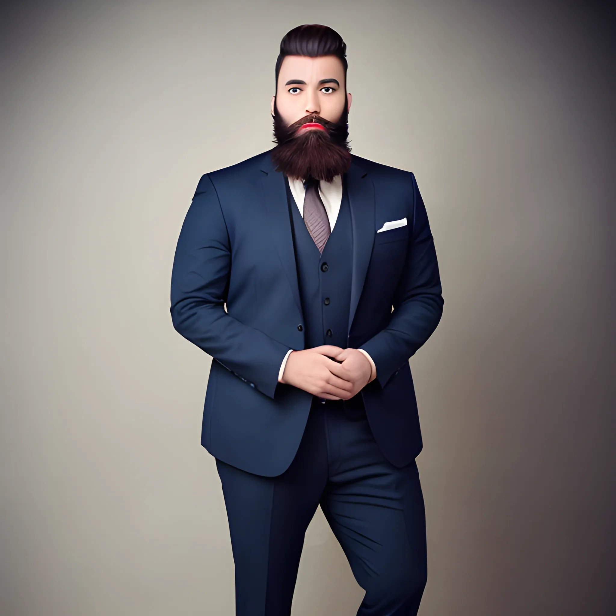 A handsome professional man, big beard nice clothing and accessories, full body shot, professional photography