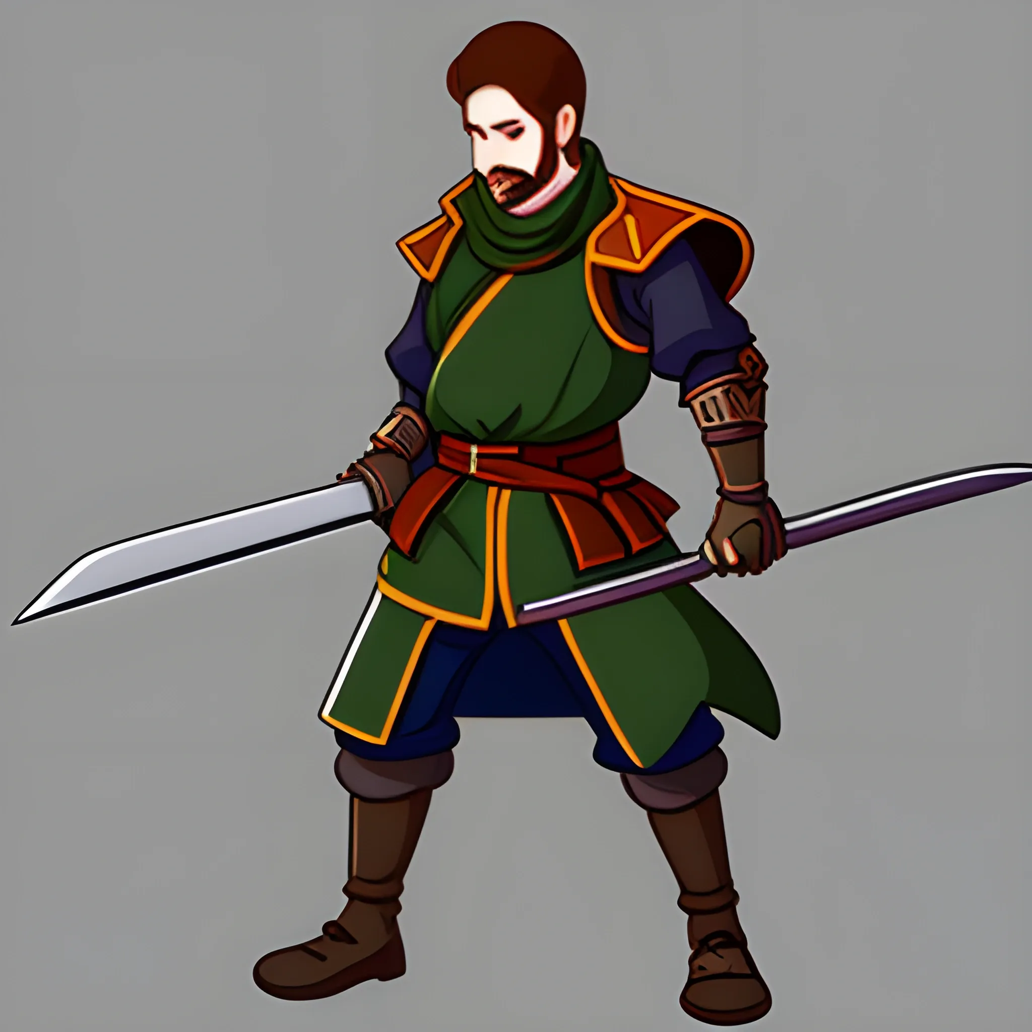 2D Turn Based Game Sprite, a guy with a sword ready for battle