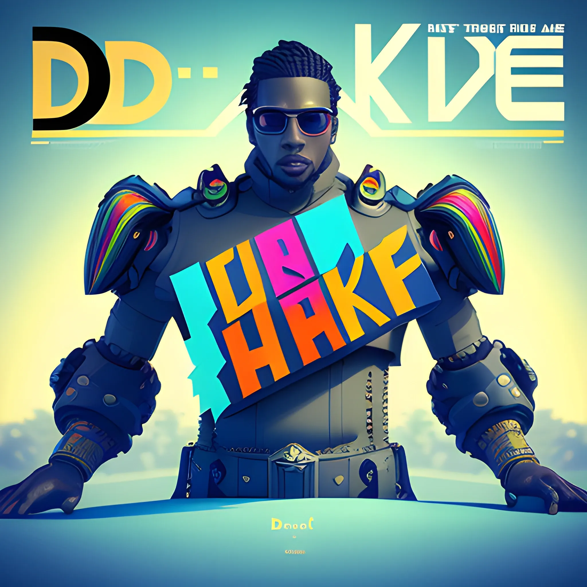 Generate a cover art, future, colorful, modern image, with this concept: “D' king is back”,  3D