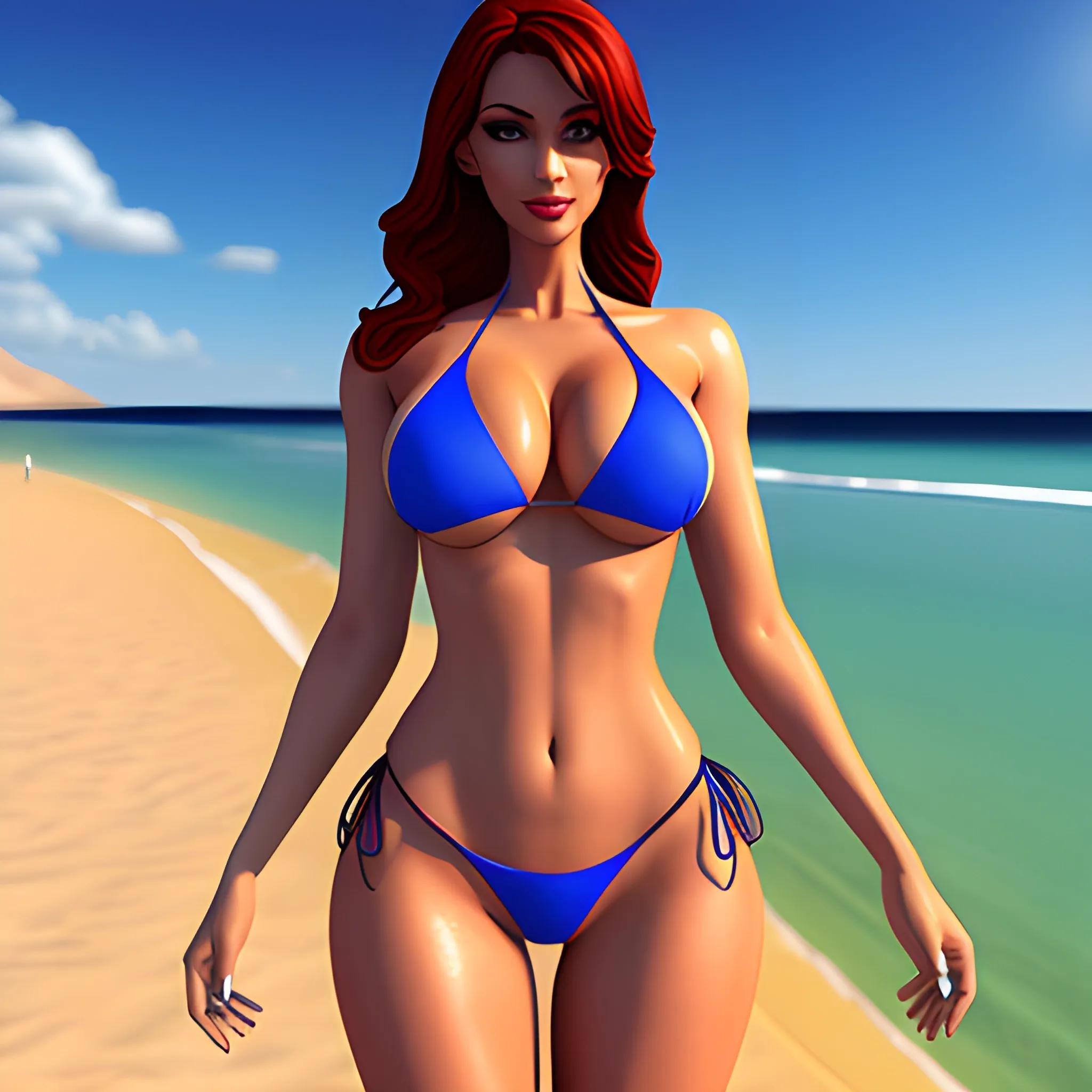Bikini girl, full body, 3D
