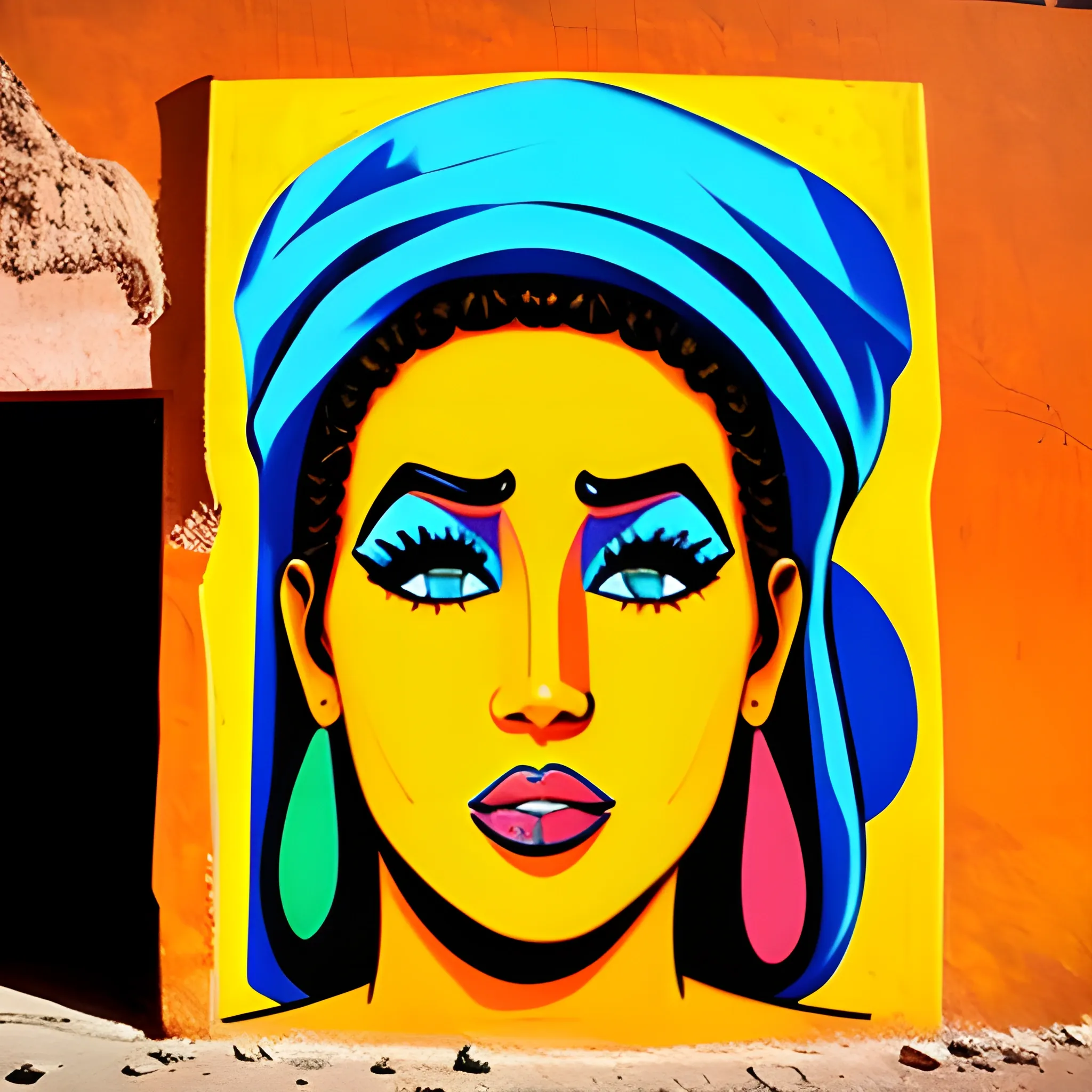 moroccan pop art street art character, Trippy
