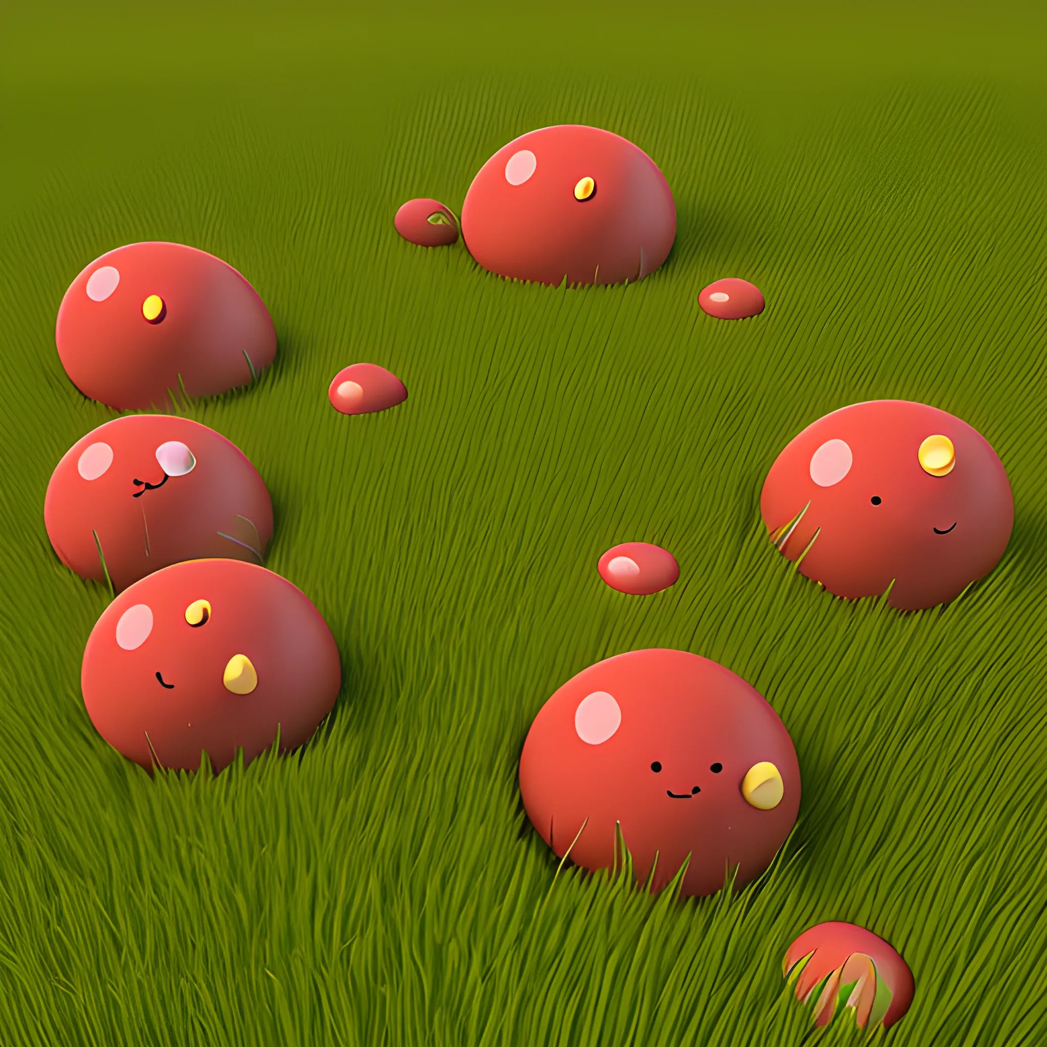 fleshy blobs on grassy 
hill 
include lots of gore and blood, ,  3D, 