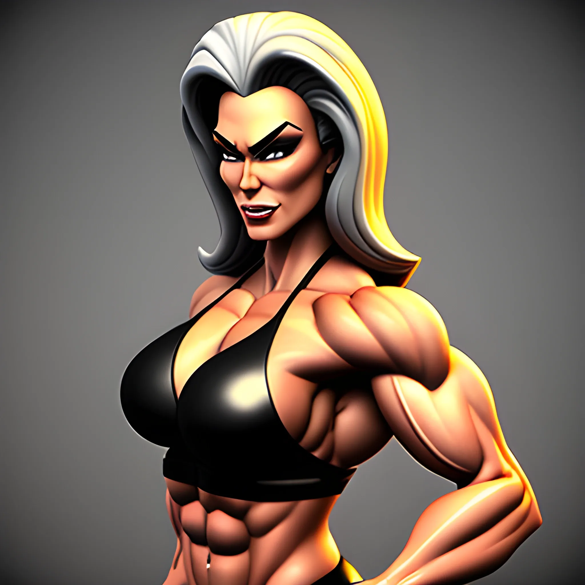 bodybuilding girl, 3D, Cartoon