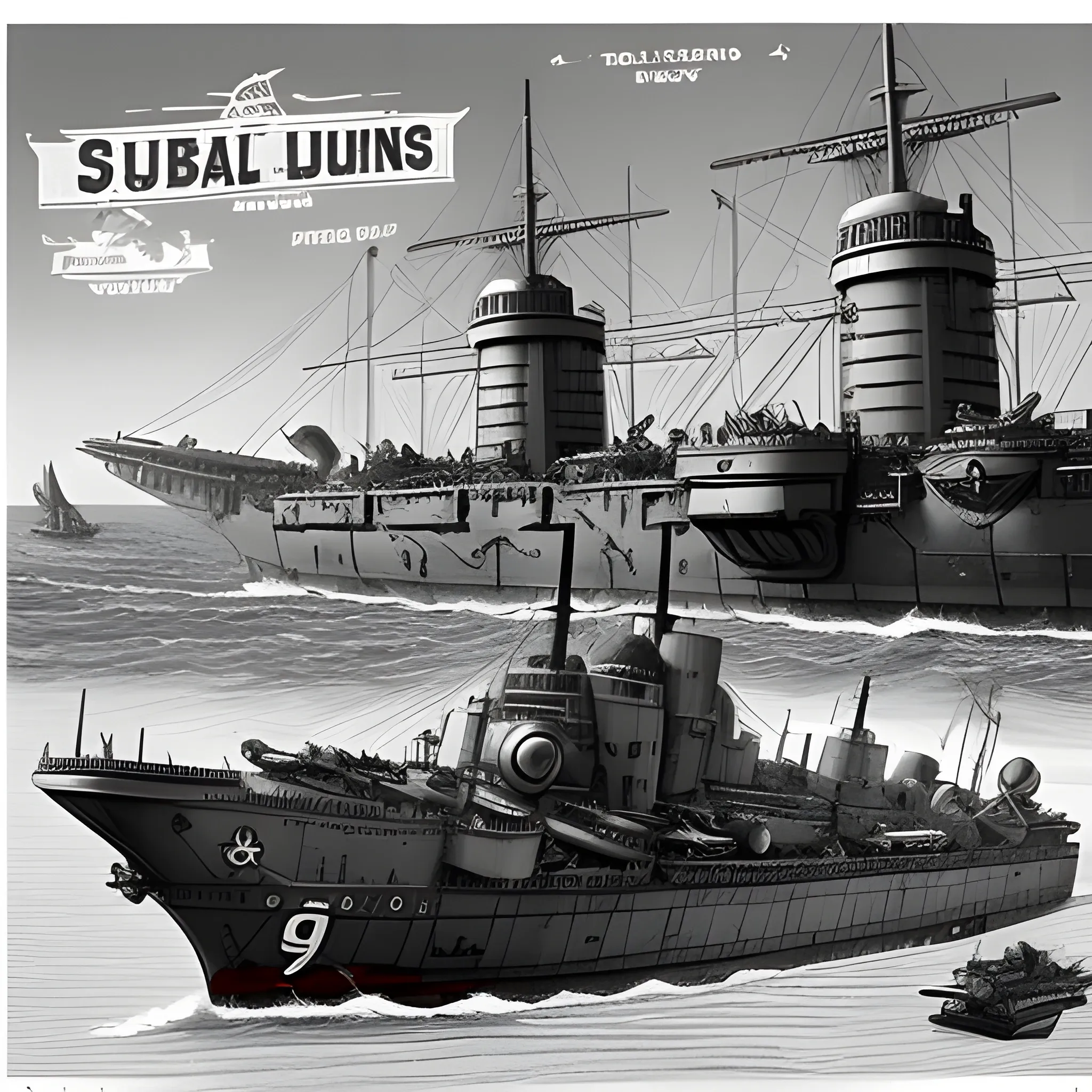 dieselpunk, collosal airship, in port, gun turrets, multiple gun platforms, brass hull, crewmen, turrets, steam stacks, crew on deck, deck view, biplanes guarding ship, people, crew, combat, naval combat, broadside volley, Pencil Sketch