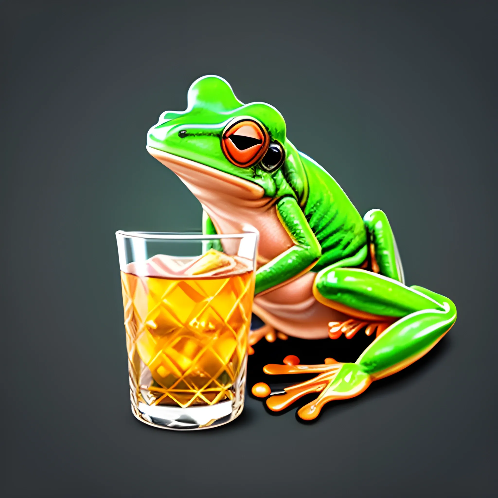 realistic frog with glasses drink alcohol 