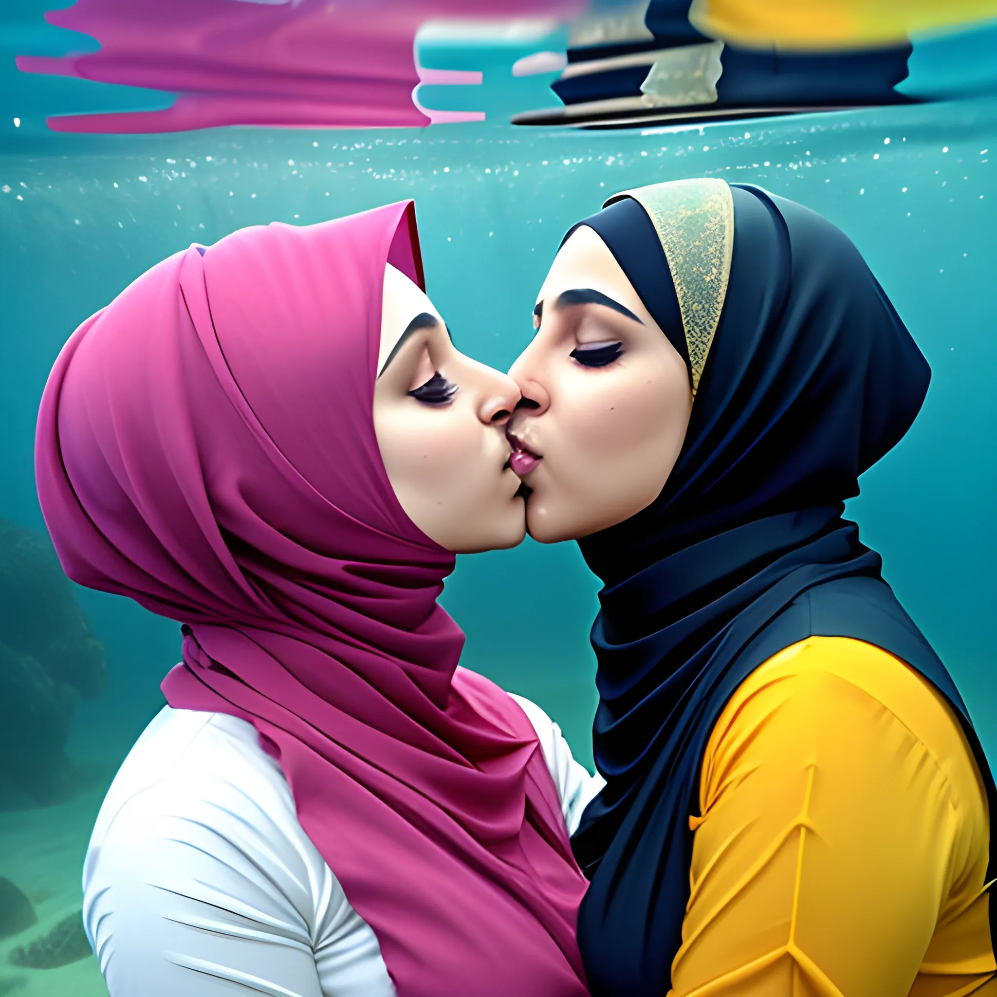 Hijab With Inner Cap Lesbian Wearing Salwar Kameez Kissing In Un Arthub Ai