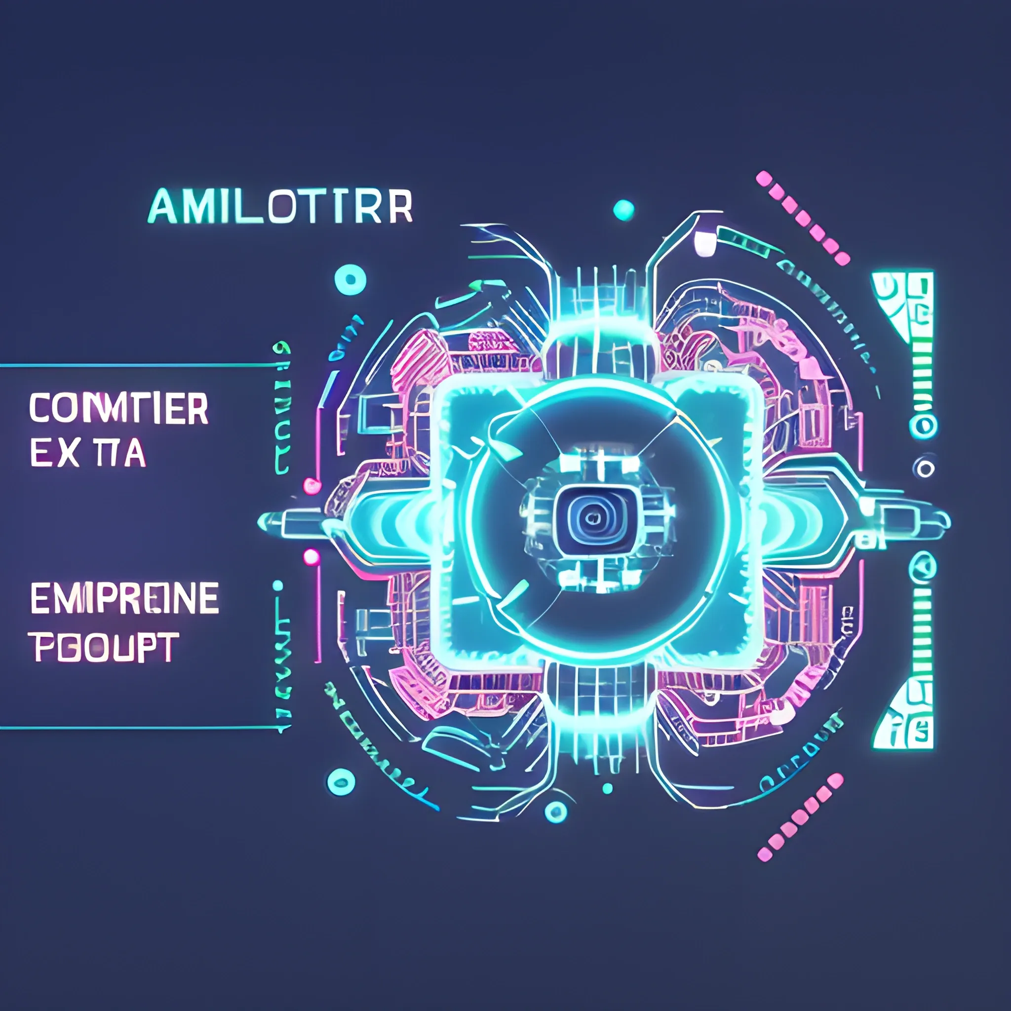 Generate a corporative, future, colorful, modern image, trippy, related to digital products, do not use machines or txt and use really environment, with this concept: “The Encounter Between AI and Design System”