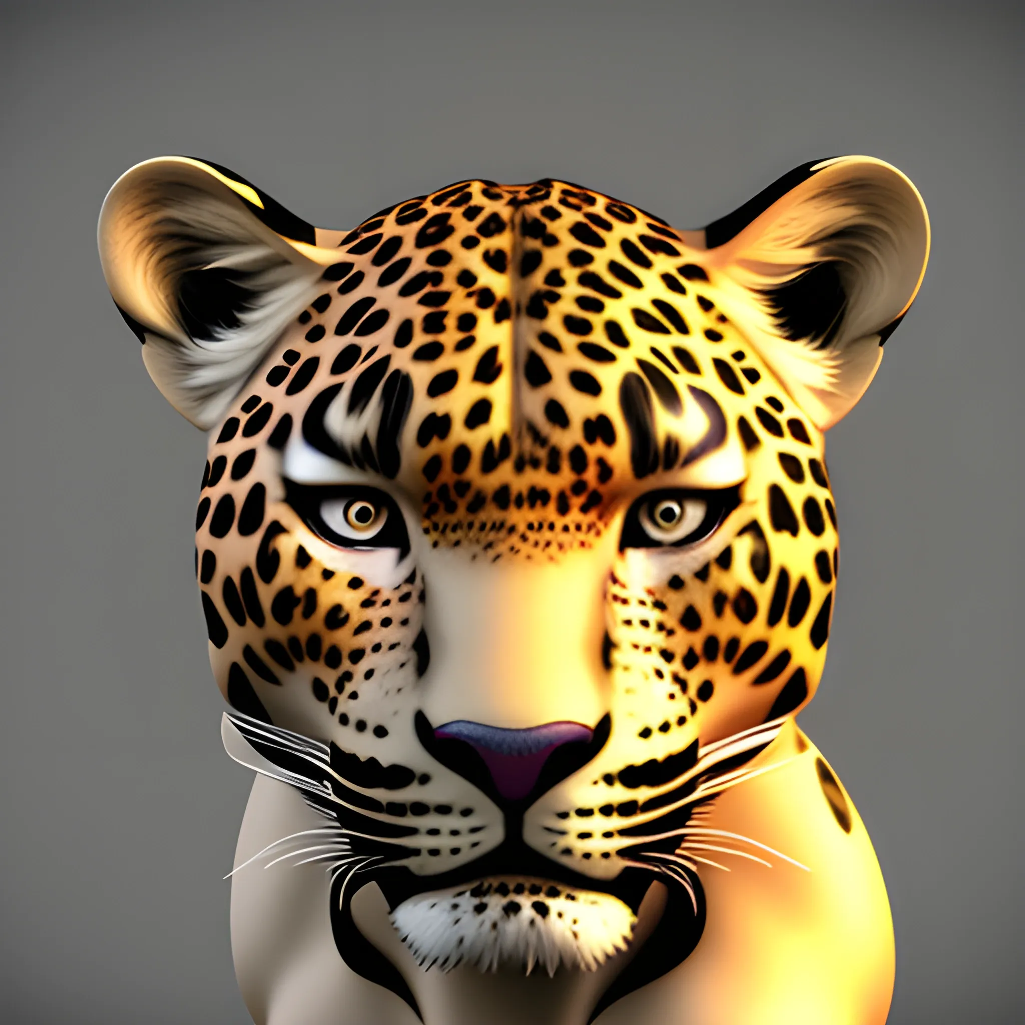 leopard face, , 3D