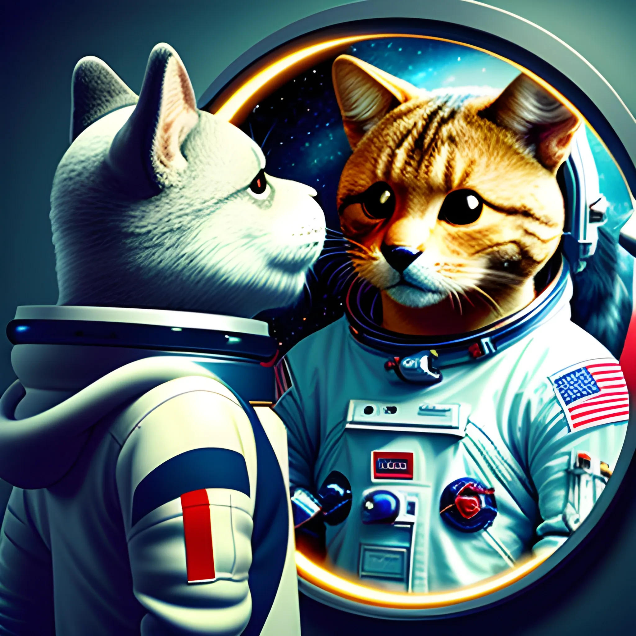 astronaut next to an furry looking in a mirror very sad, videogame style