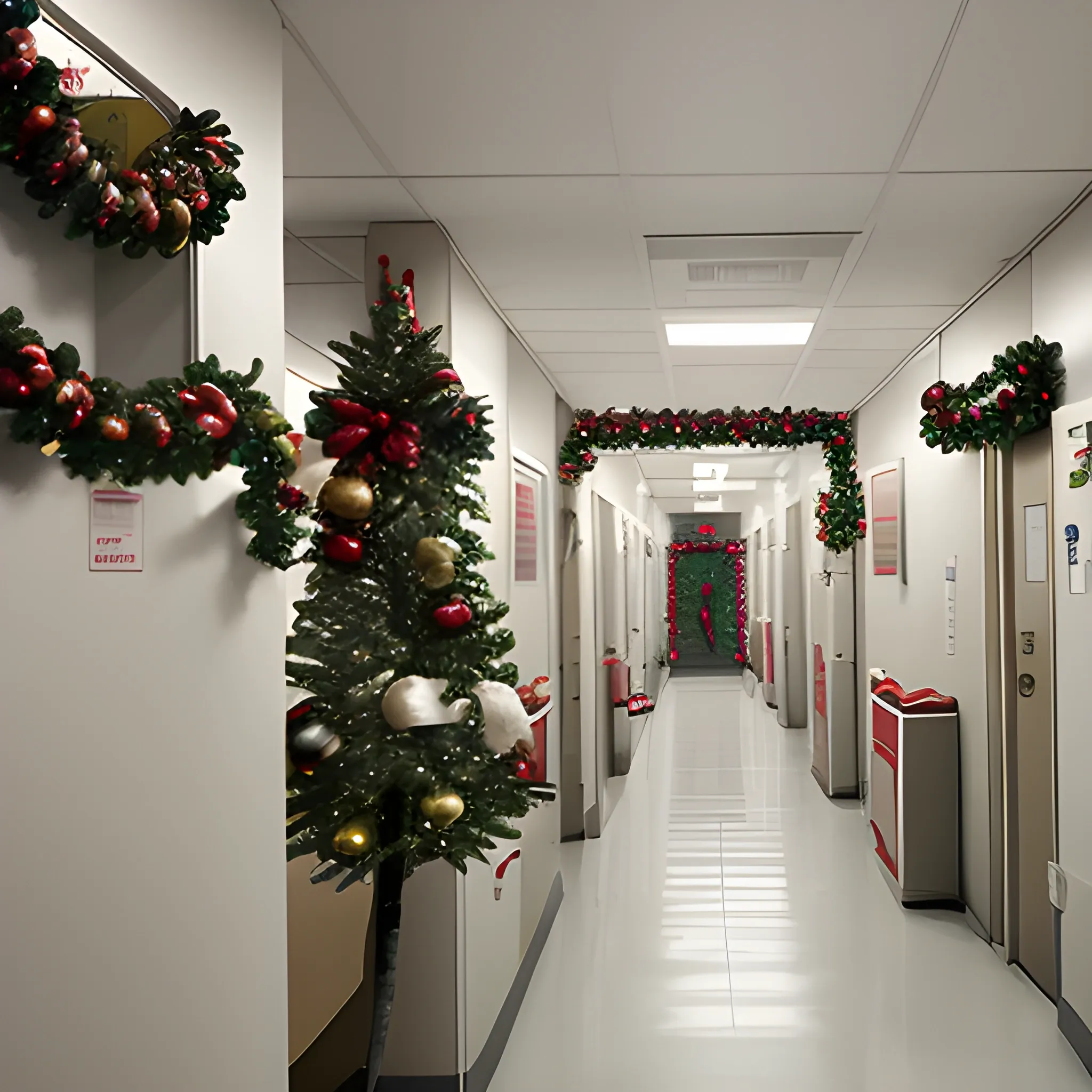 Liminal space hospital with christmas decorations - Arthub.ai