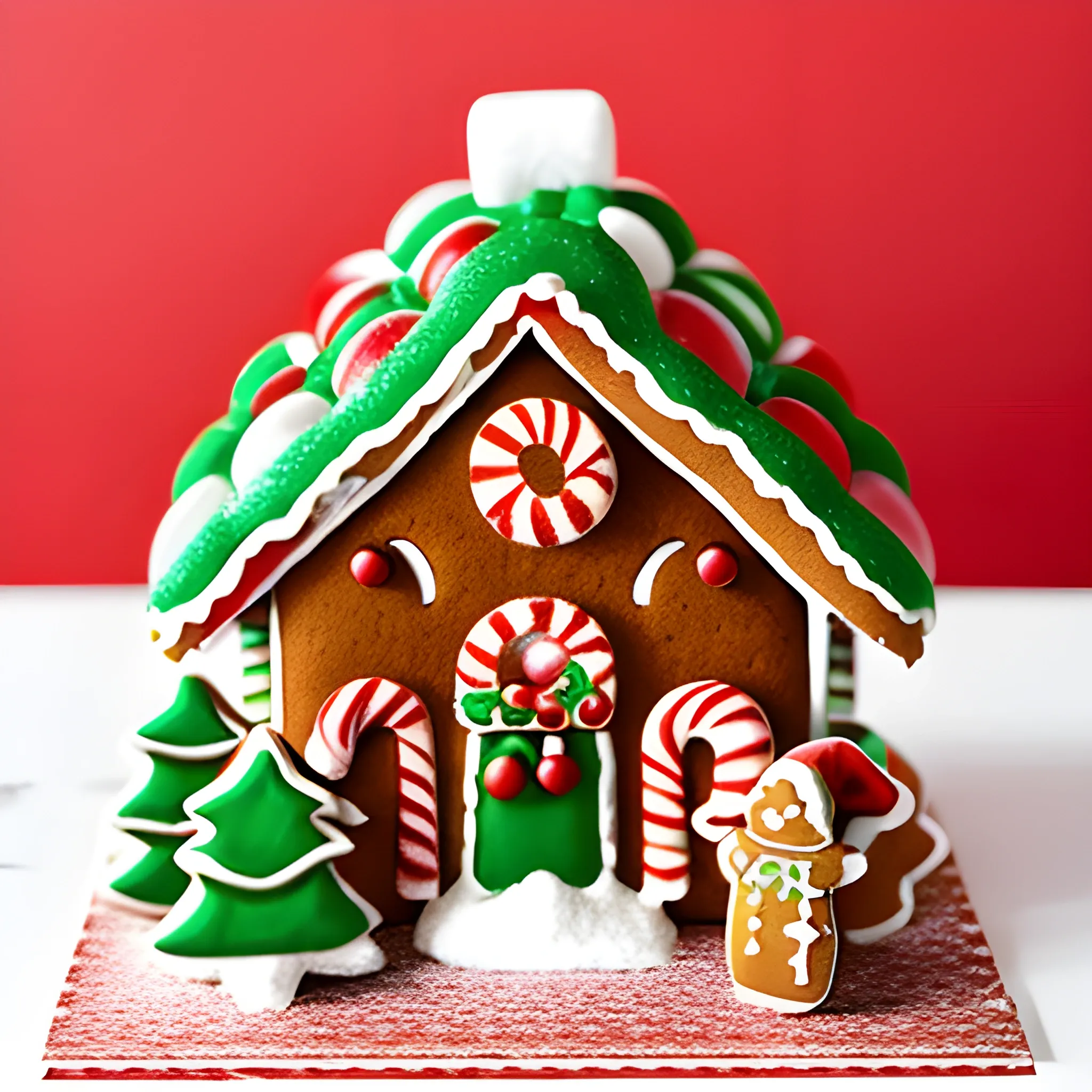 Liminal space gingerbread house with christmas decorations