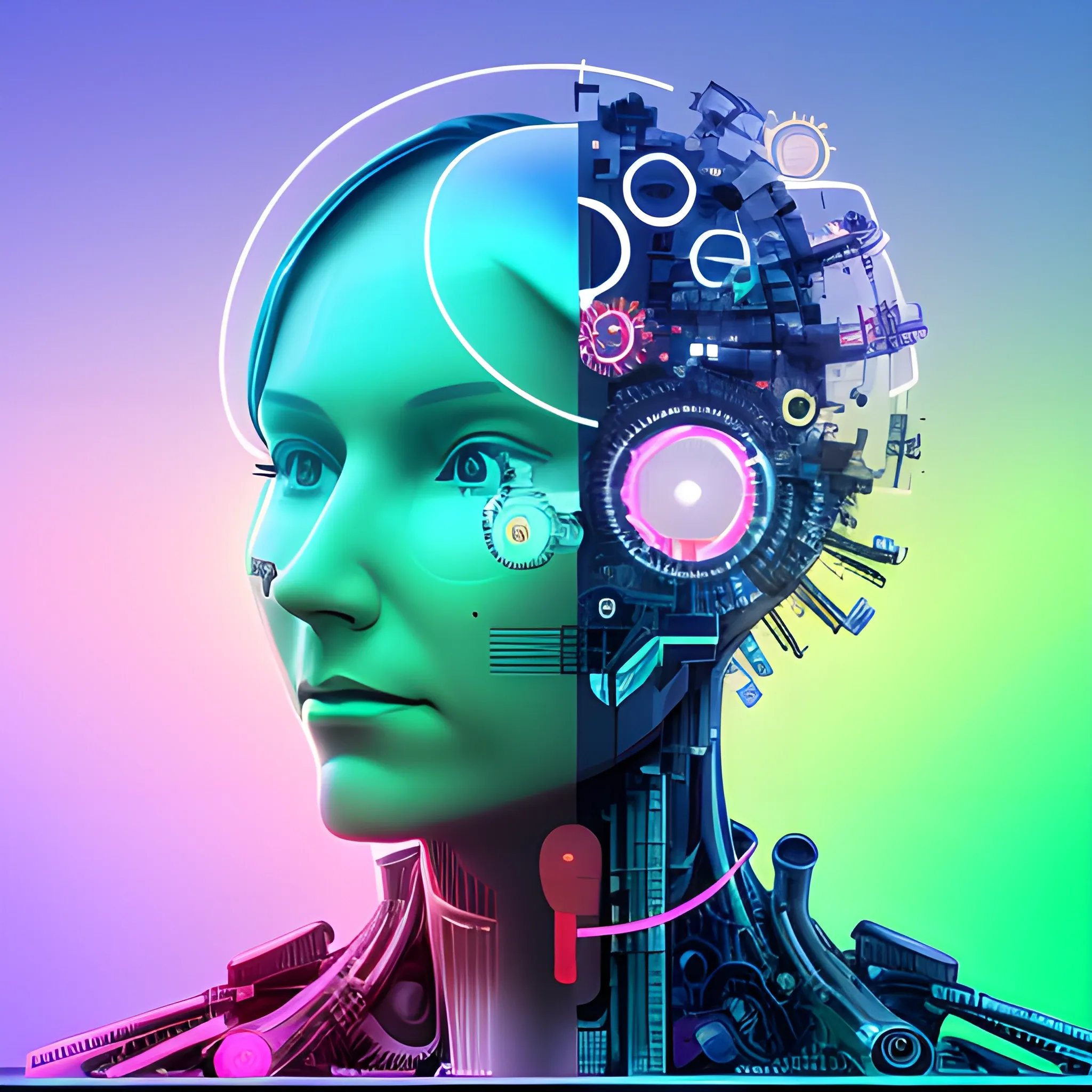 Generate a corporative, future, colorful, modern image, trippy, related to digital products, do not use machines or txt and use really environment, with this concept: “What AI Cannot Yet Design and Generate”