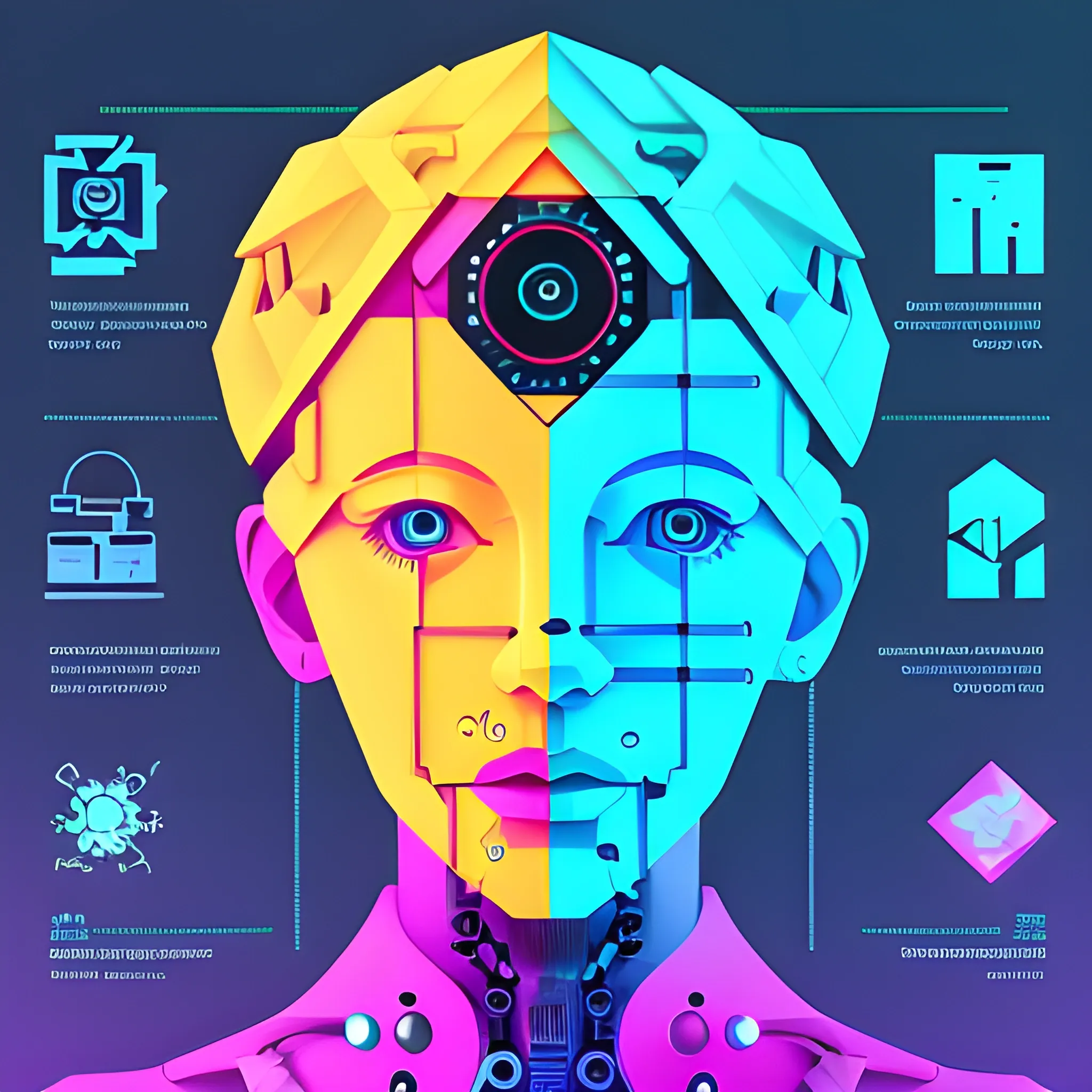 Generate a corporative, future, colorful, modern image, trippy, related to digital products, do not use machines or txt and use really environment, with this concept: “What AI Cannot Yet Design and Generate”