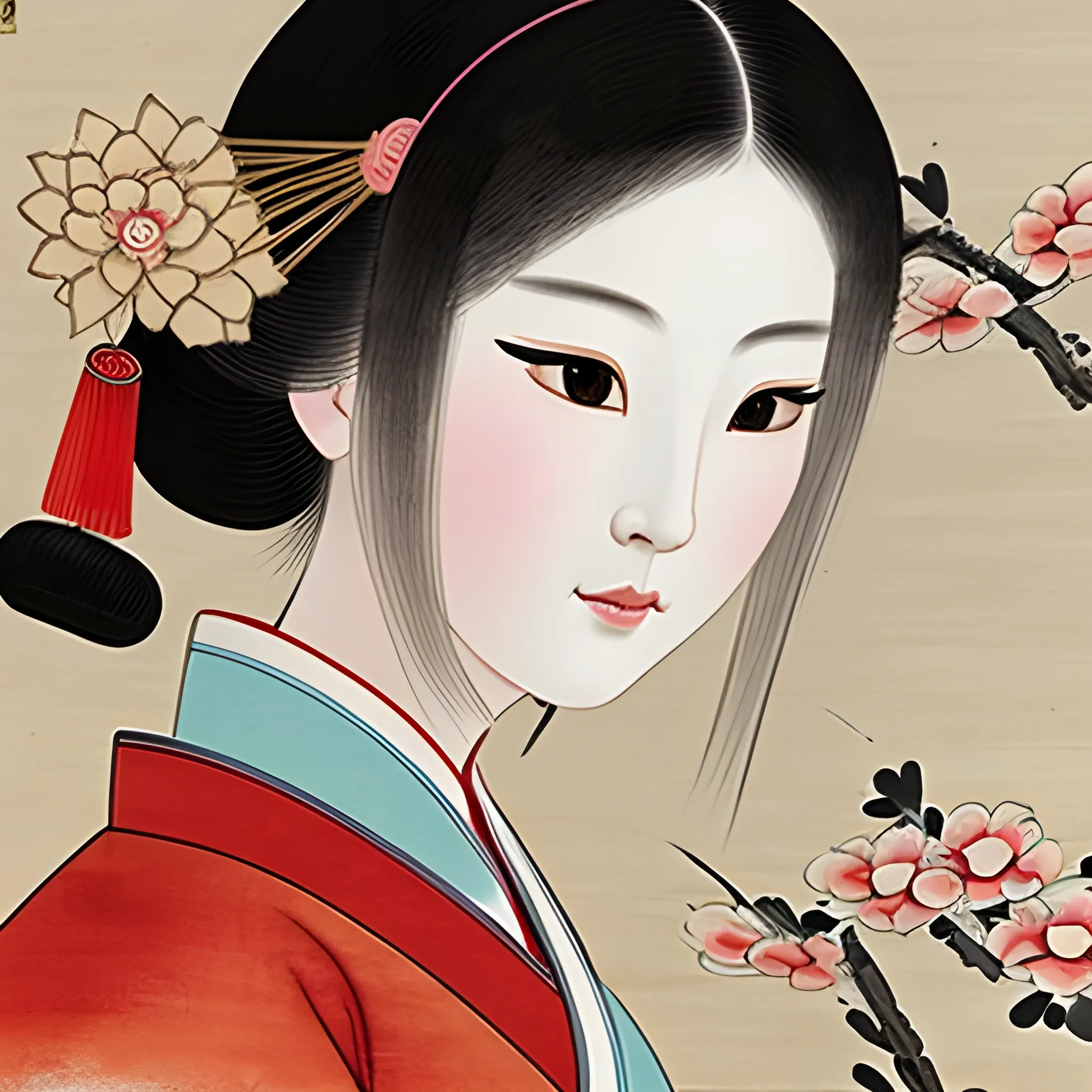 Pictures of ladies in ancient Chinese traditional painting style, elegant, master paintings, beautiful modern face