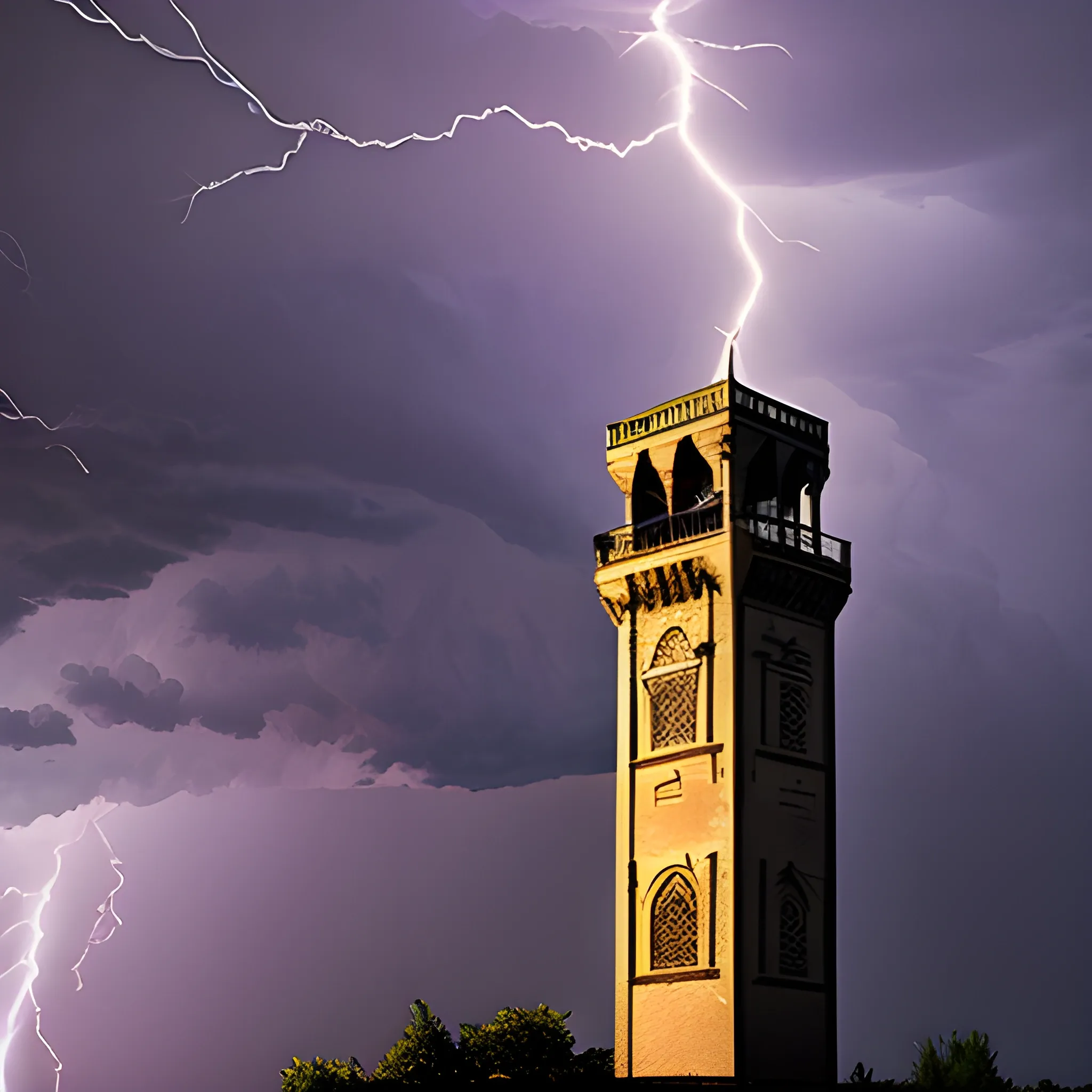 lightning on a tower