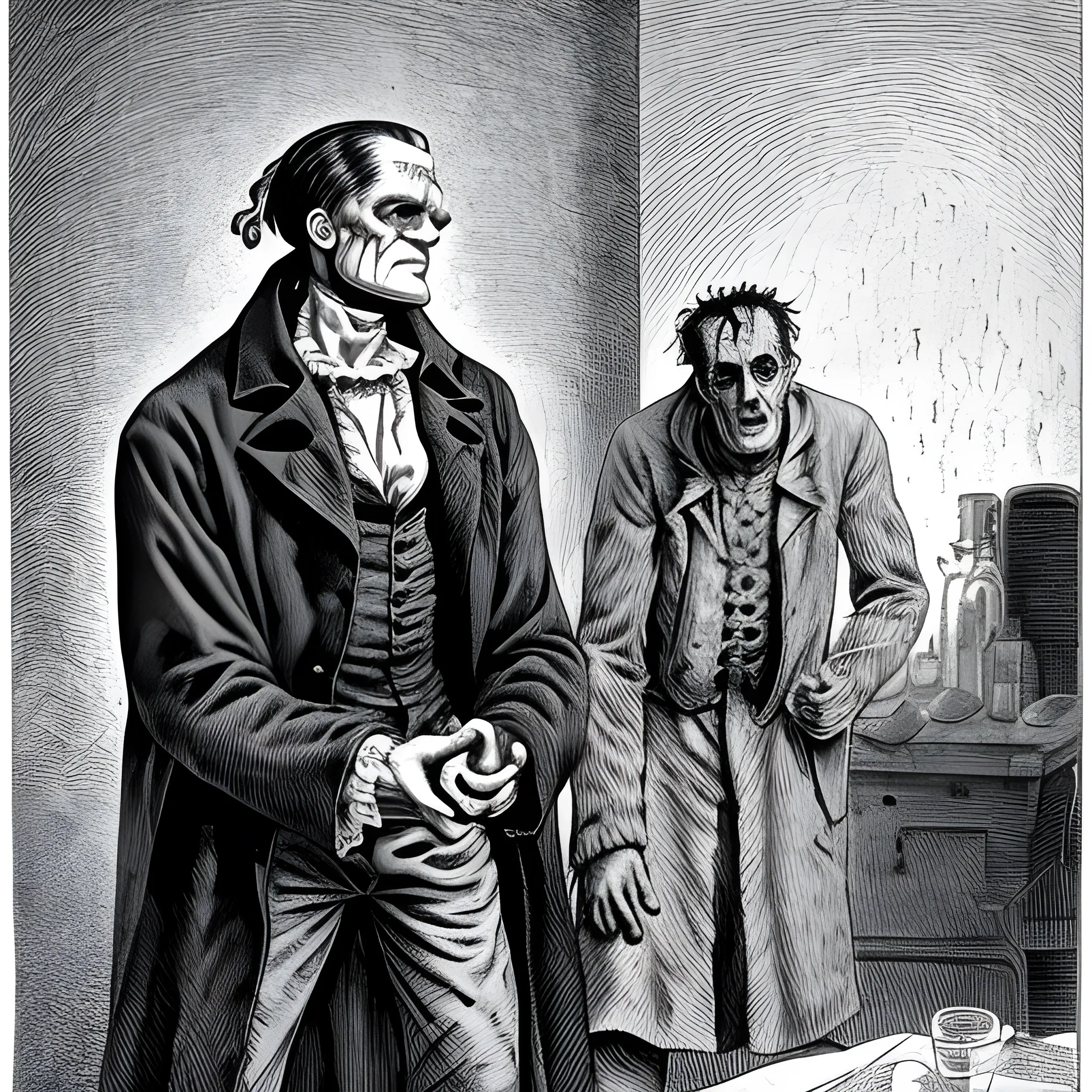 frankenstein seeing a scientist scared