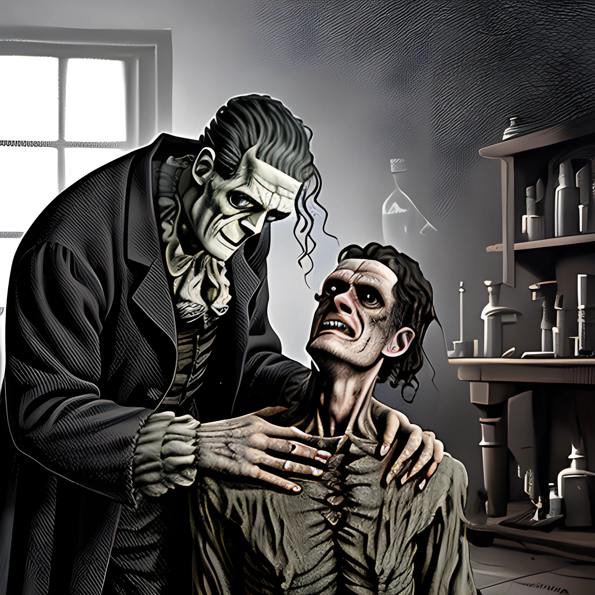 frankenstein seeing a scared scientist 