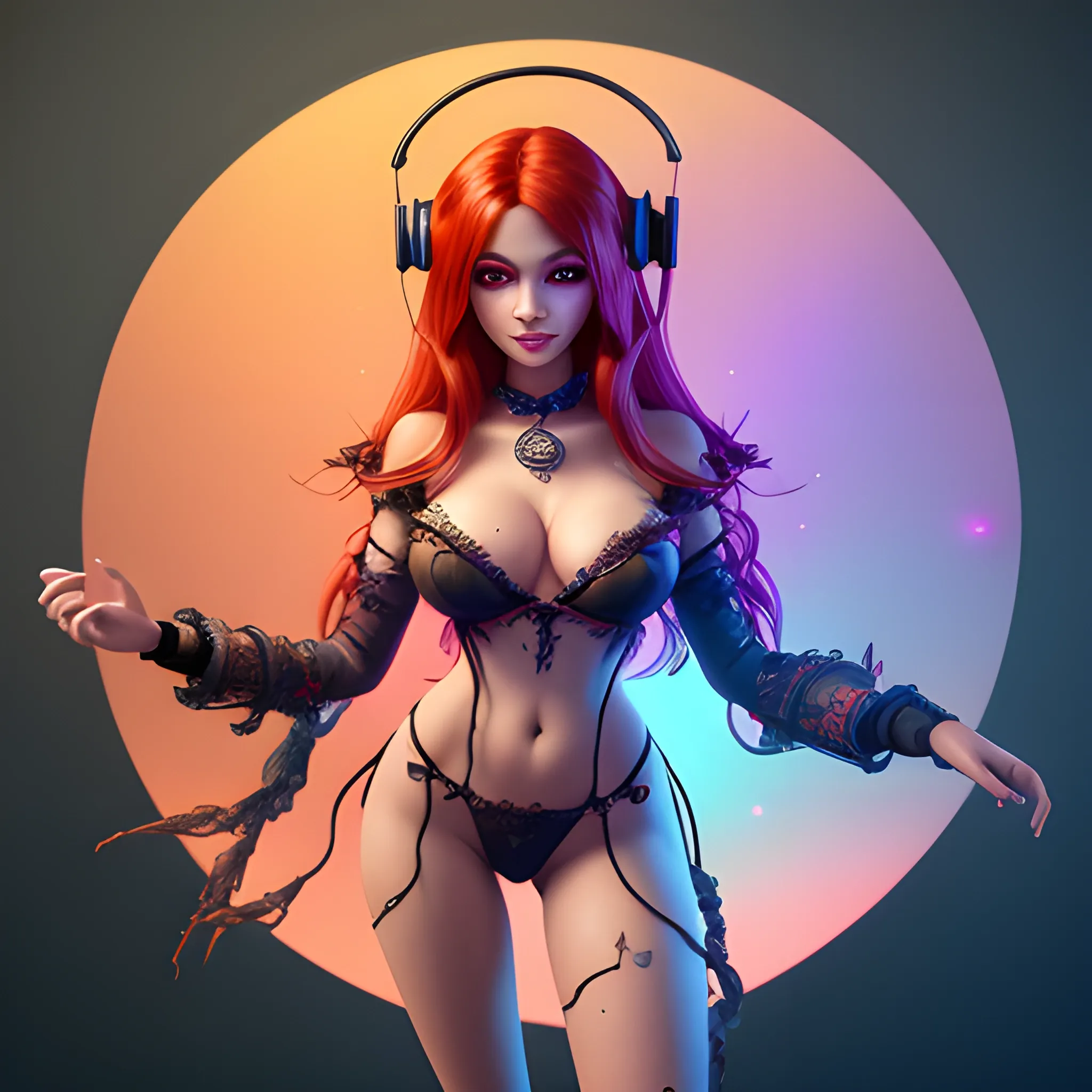 beautiful mascot of a witch with 
Beautiful hairs, skimpy red clothes and attract gaming headphones , She has a gaming PS5 controller in her hand, breasty, high fantasy, 8k, high resolution, high quality, photorealistic, hyperealistic, detailed, detailed matte painting, deep color, fantastical, intricate detail, splash screen, complementary colors, fantasy concept art, 8k resolution trending on Artstation Unreal Engine 5, Cartoon. Gaming streamer , Trippy, Cartoon, streaming room, strong colours, eye catching mascot , Cartoon